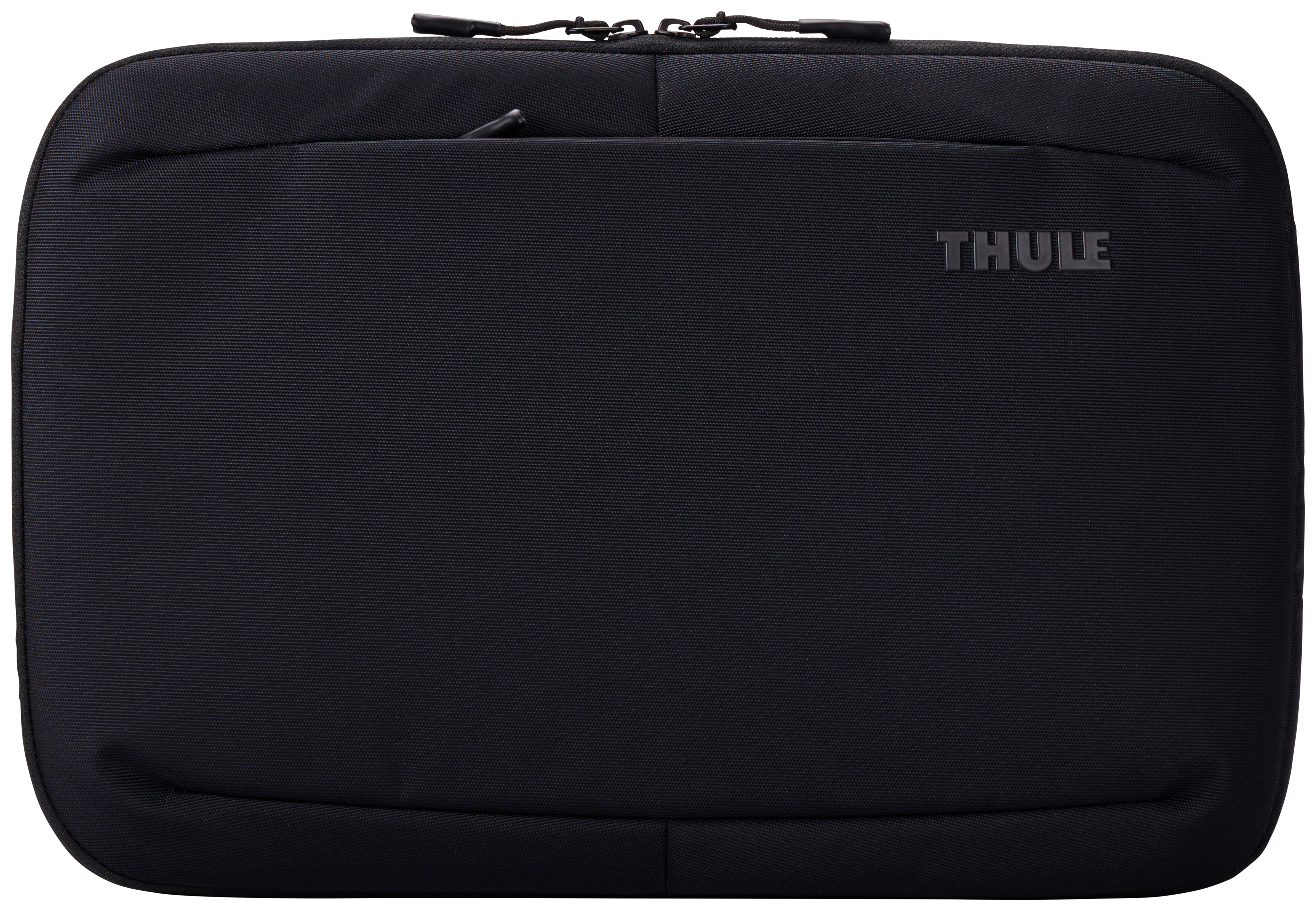 Custodia nera per laptop con il logo "THULE" sul davanti.