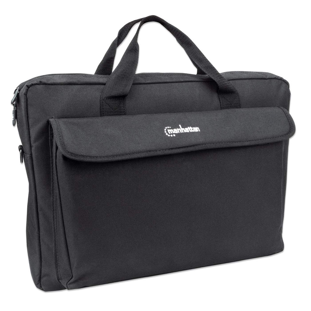 Borsa per laptop Manhattan nera con manico e tasca.
