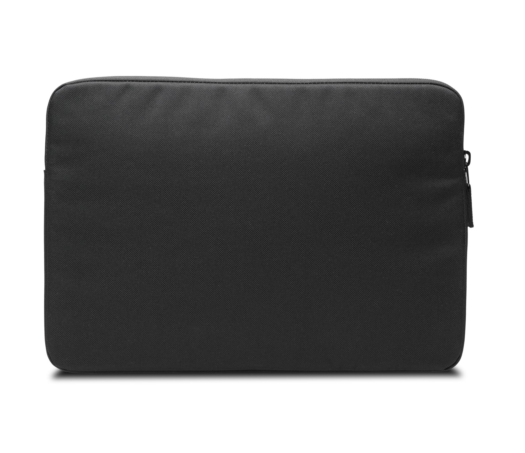 Custodia per laptop nera con chiusura a zip.