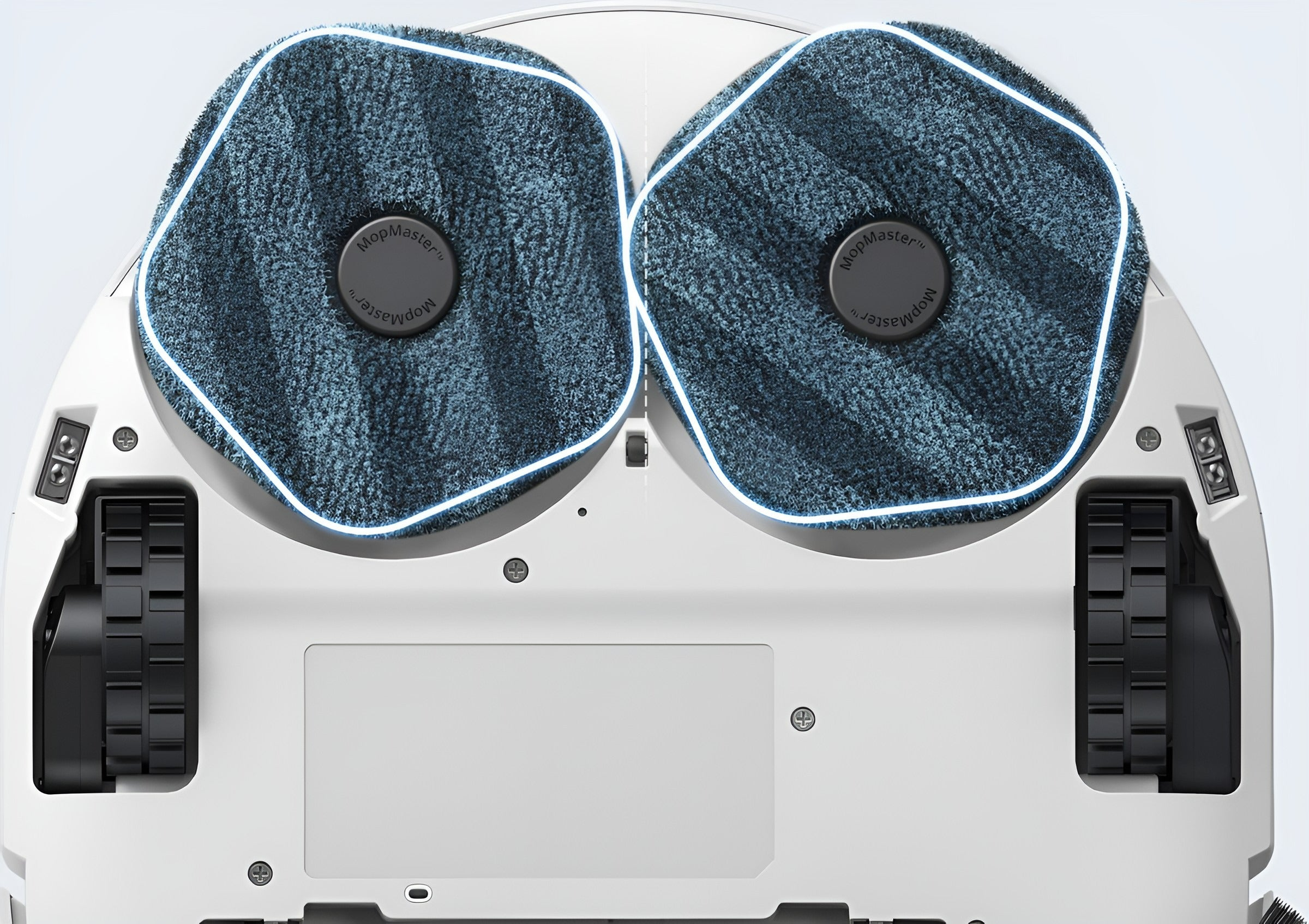 Robot sprzątający z obracającymi się nakładkami czyszczącymi.