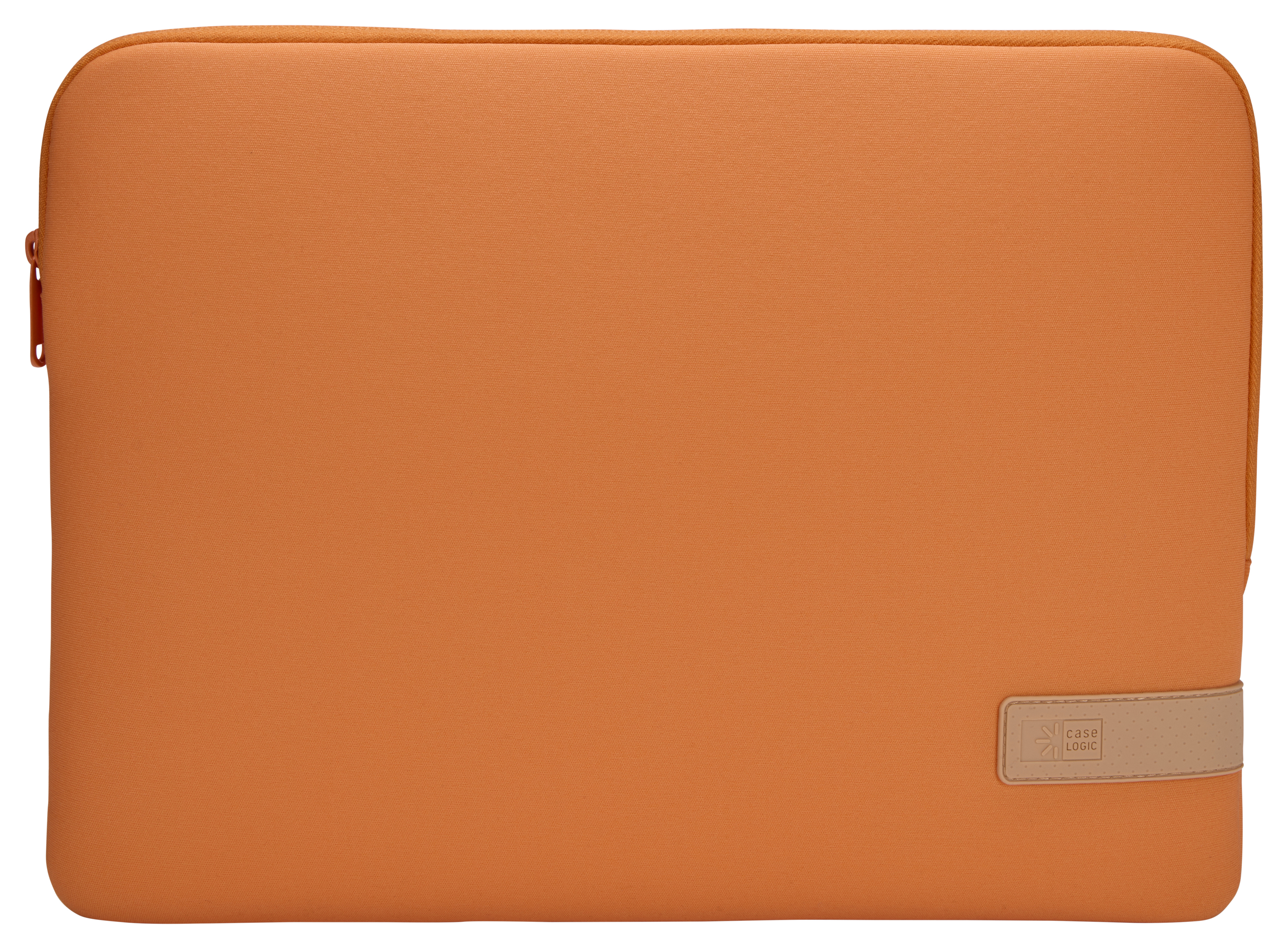 Custodia arancione per laptop con cerniera e etichetta Case Logic. Arancione tinta unita.