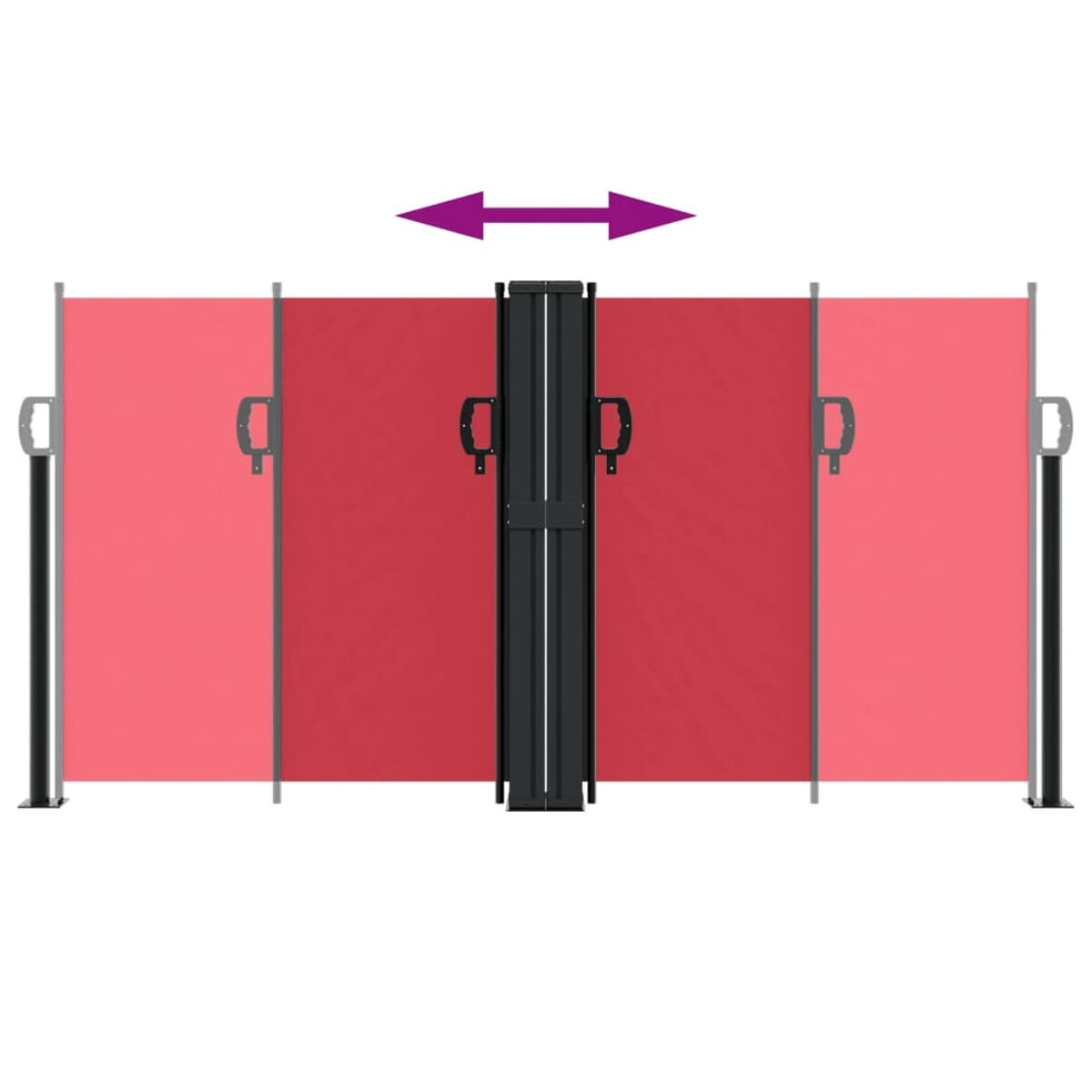 Ein roter Outdoor-Bildschirm mit schwarzem Griff und Pfeil zur Bewegung.