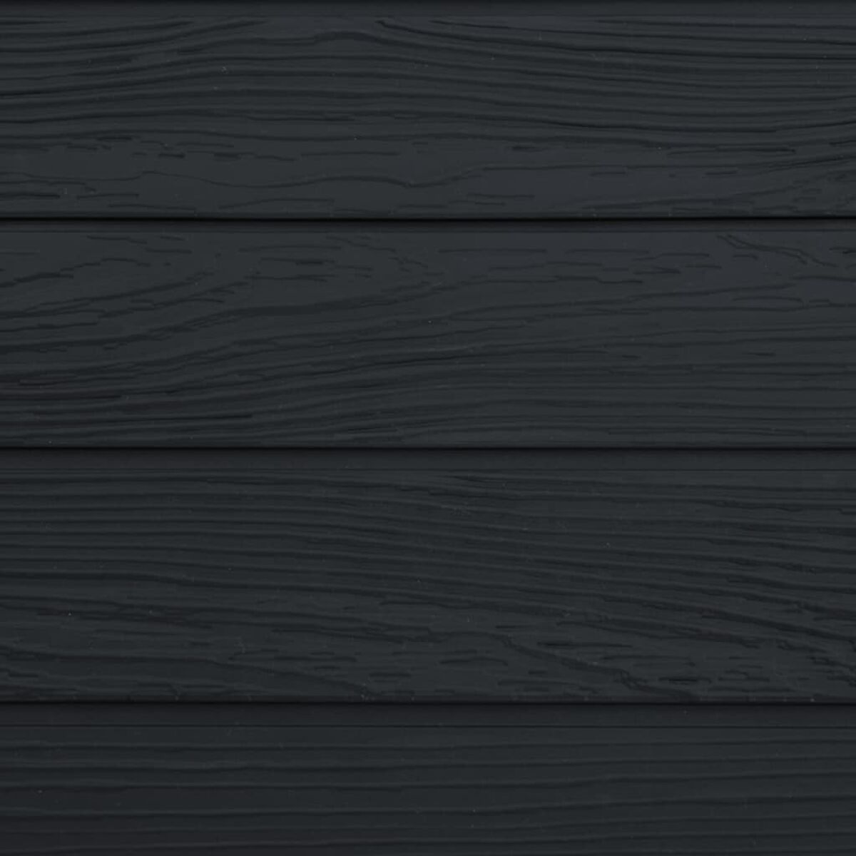 Nahaufnahme von schwarzen horizontalen Holzplanken mit sichtbarer Holzmaserung.