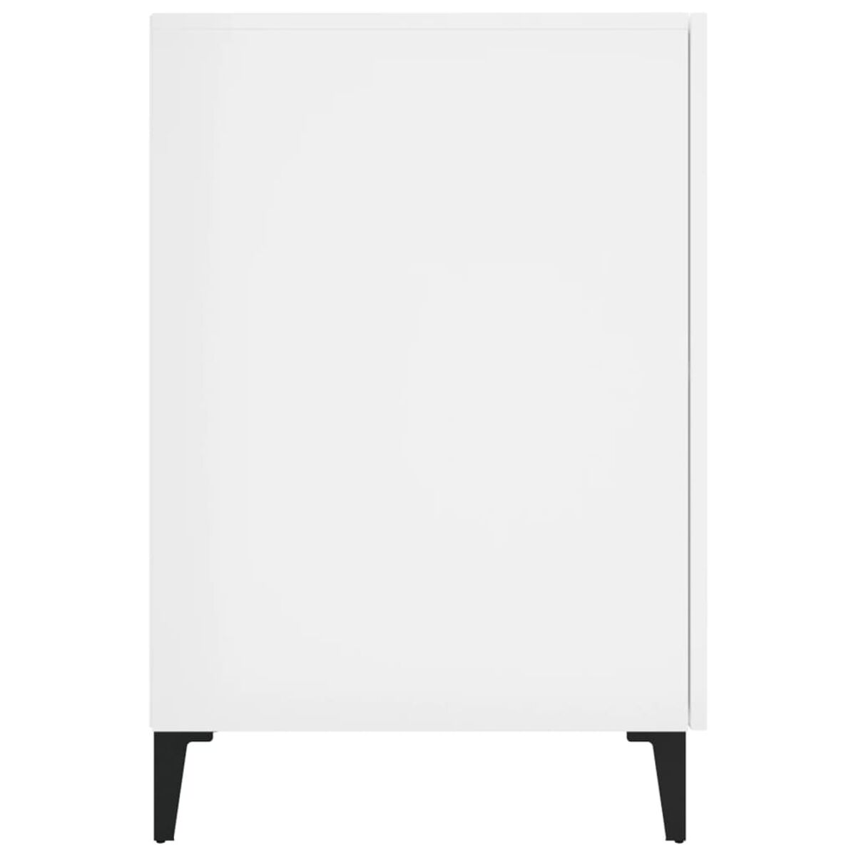 Weißer Schrank mit schwarzen Beinen.
