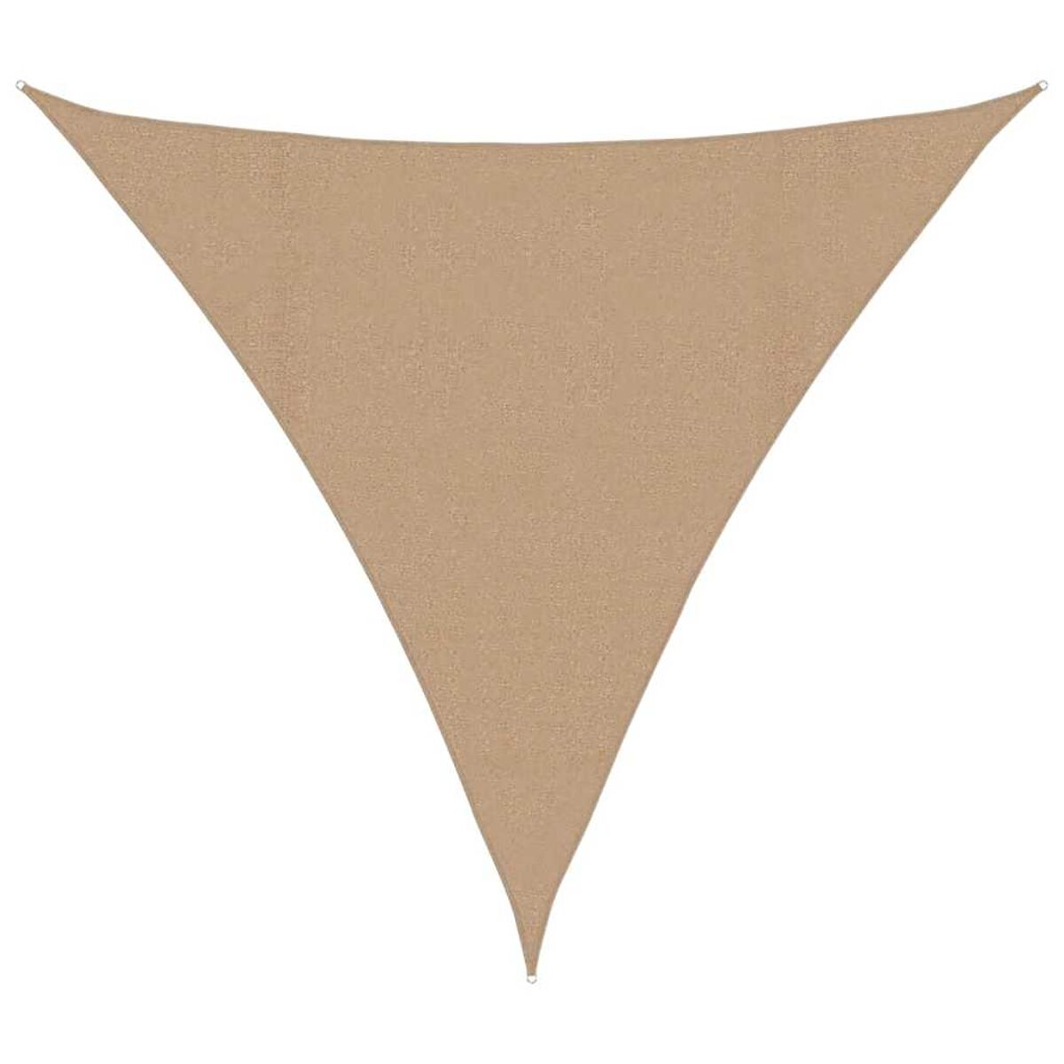 Tenda parasole triangolare beige. Sfondo bianco.