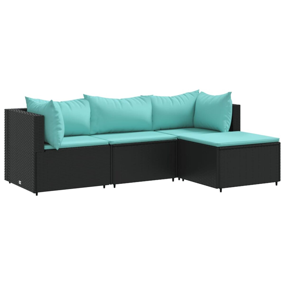 VidaXL Set Divano Da Giardino 3 Posti In Polyrattan Nero Con Cuscini E Gambe In Eucalipto