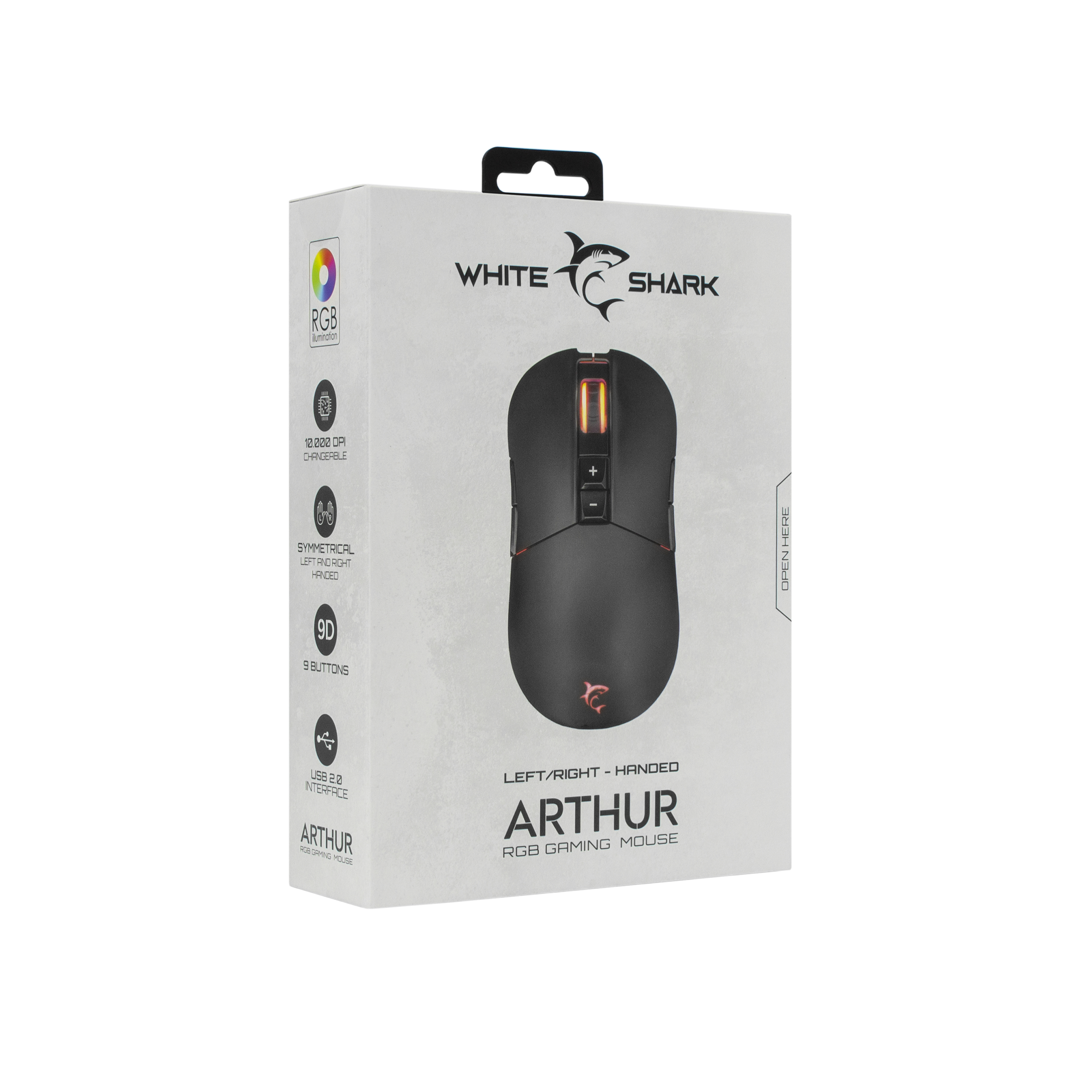 Mysz w pudełku, czarna z czerwonymi akcentami. Marka White Shark.