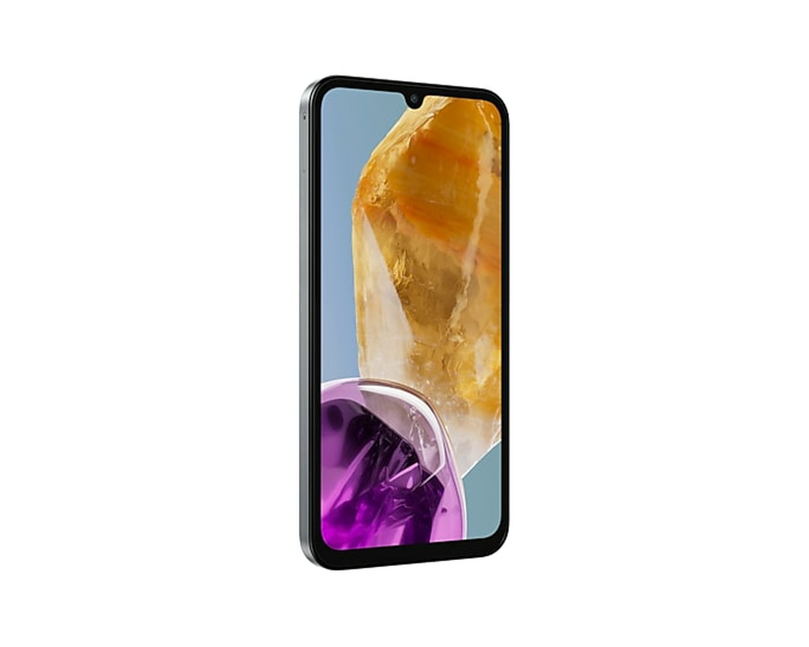 Smartphone con una pantalla que muestra una imagen abstracta colorida. El teléfono es negro.