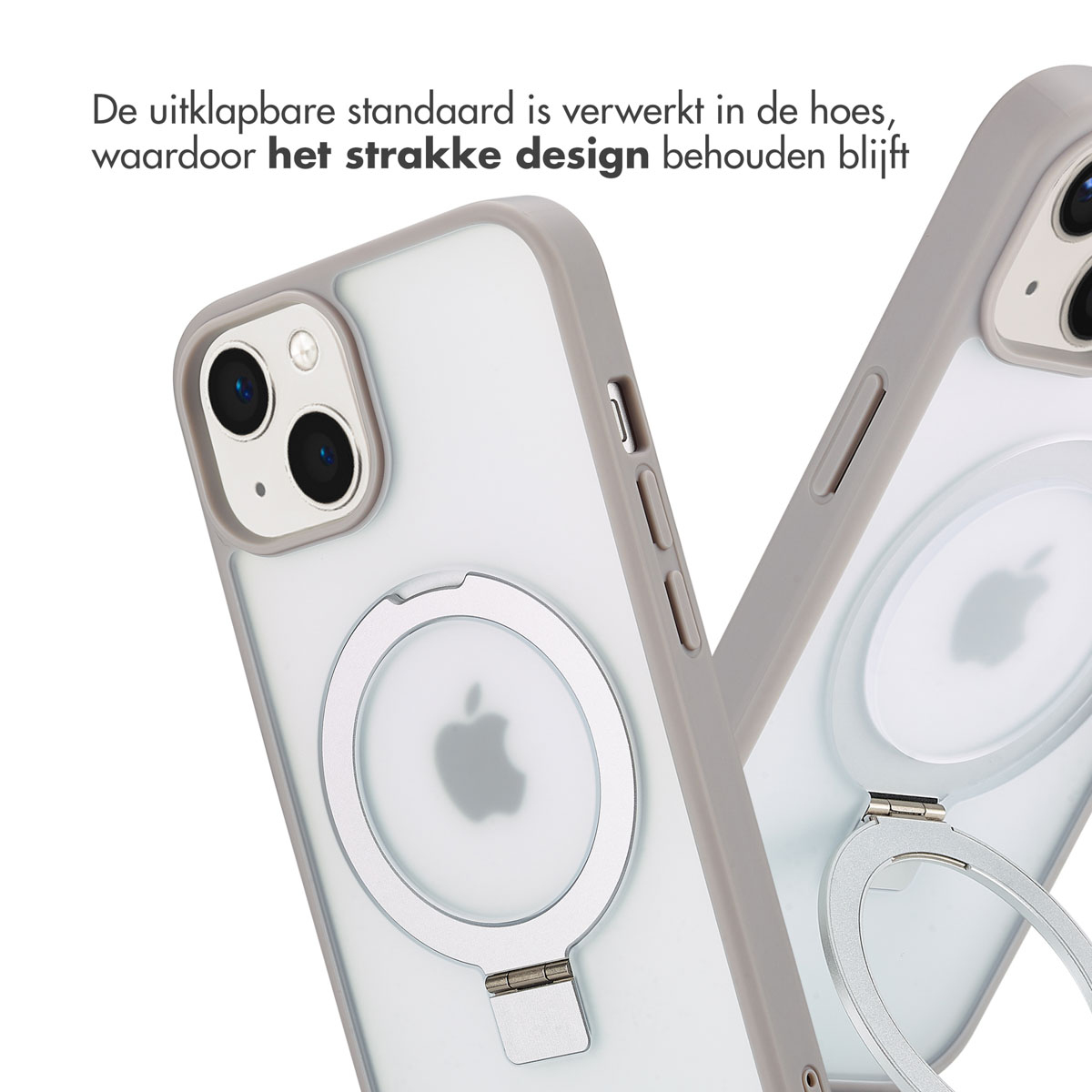 Zwei Handyhüllen. Eine zeigt die Rückseite eines Telefons mit einem Ringhalter.