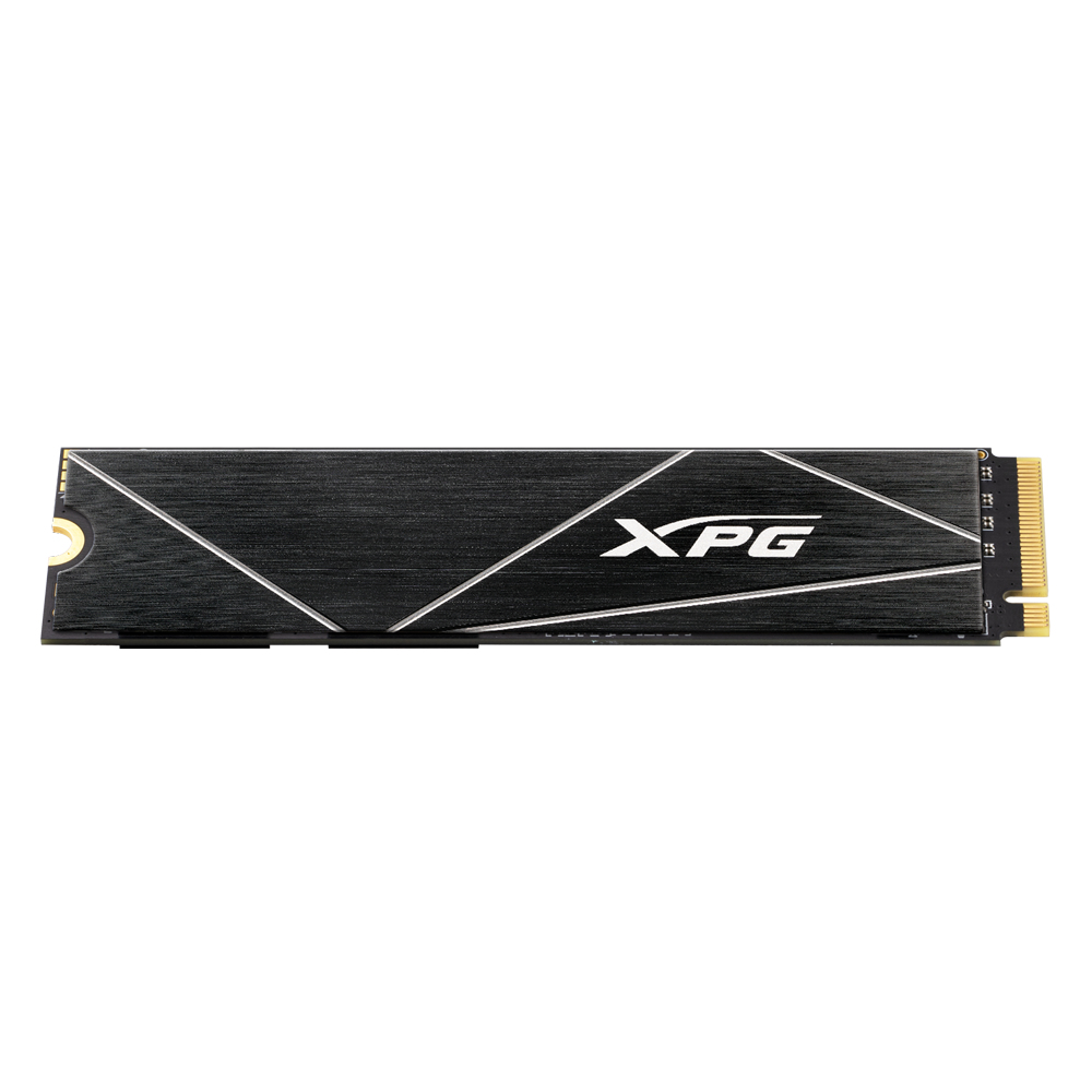 Czarny dysk SSD XPG z logo XPG na białym tle.