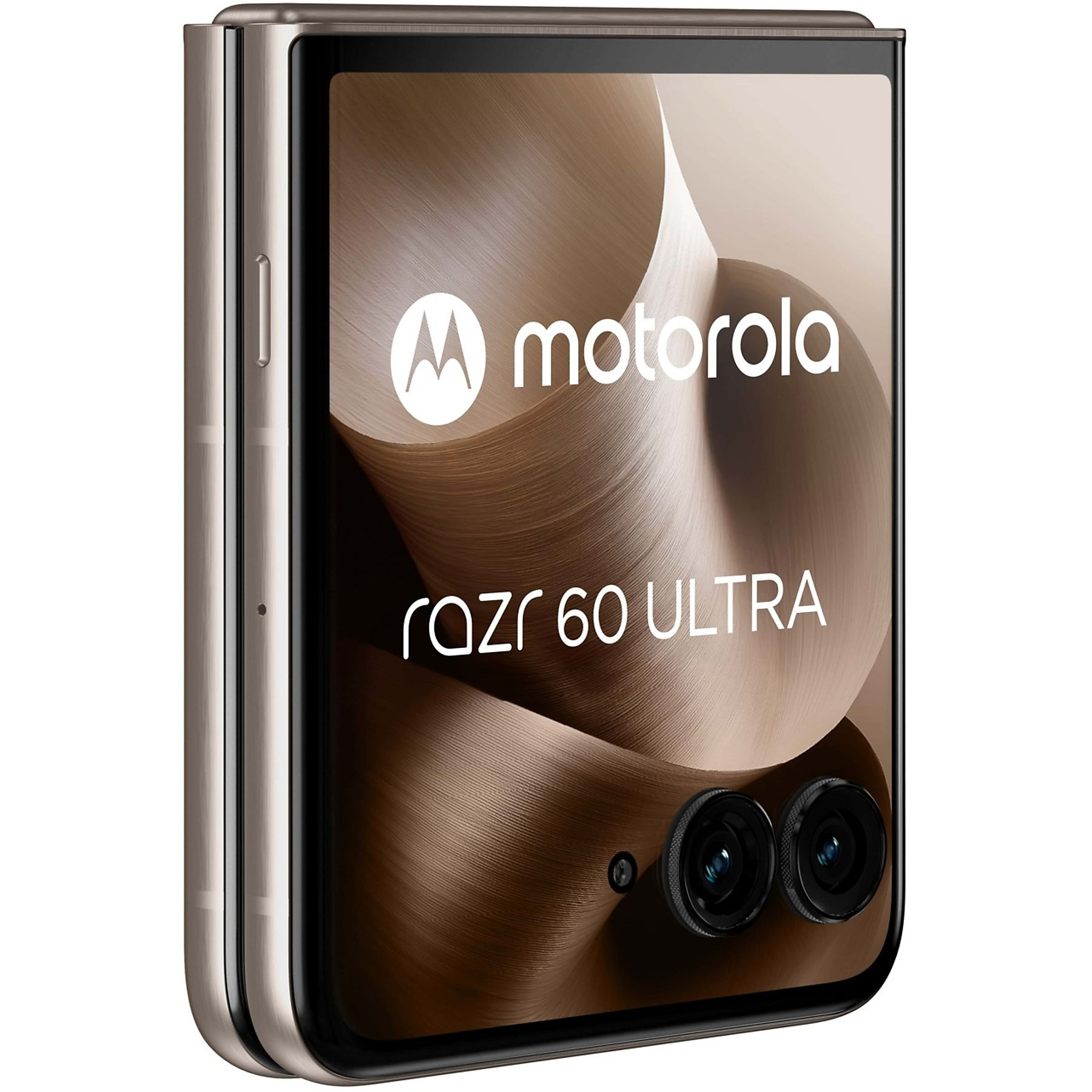 Złożony telefon Motorola Razr 60 Ultra z podwójnym aparatem i widocznym logo Motorola.