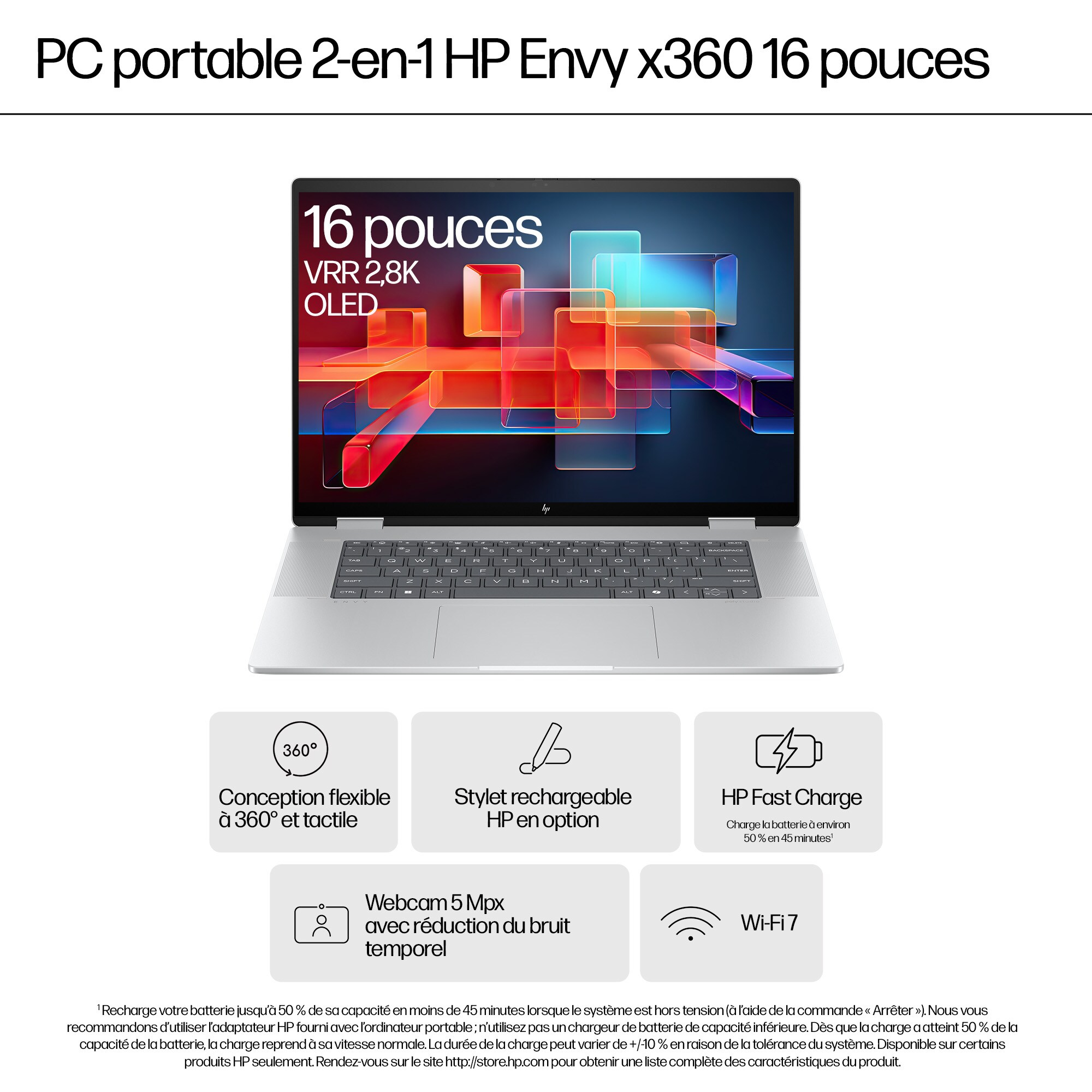 Obraz promocyjny. Srebrny laptop z tekstem i ikonami o funkcjach. Białe tło.