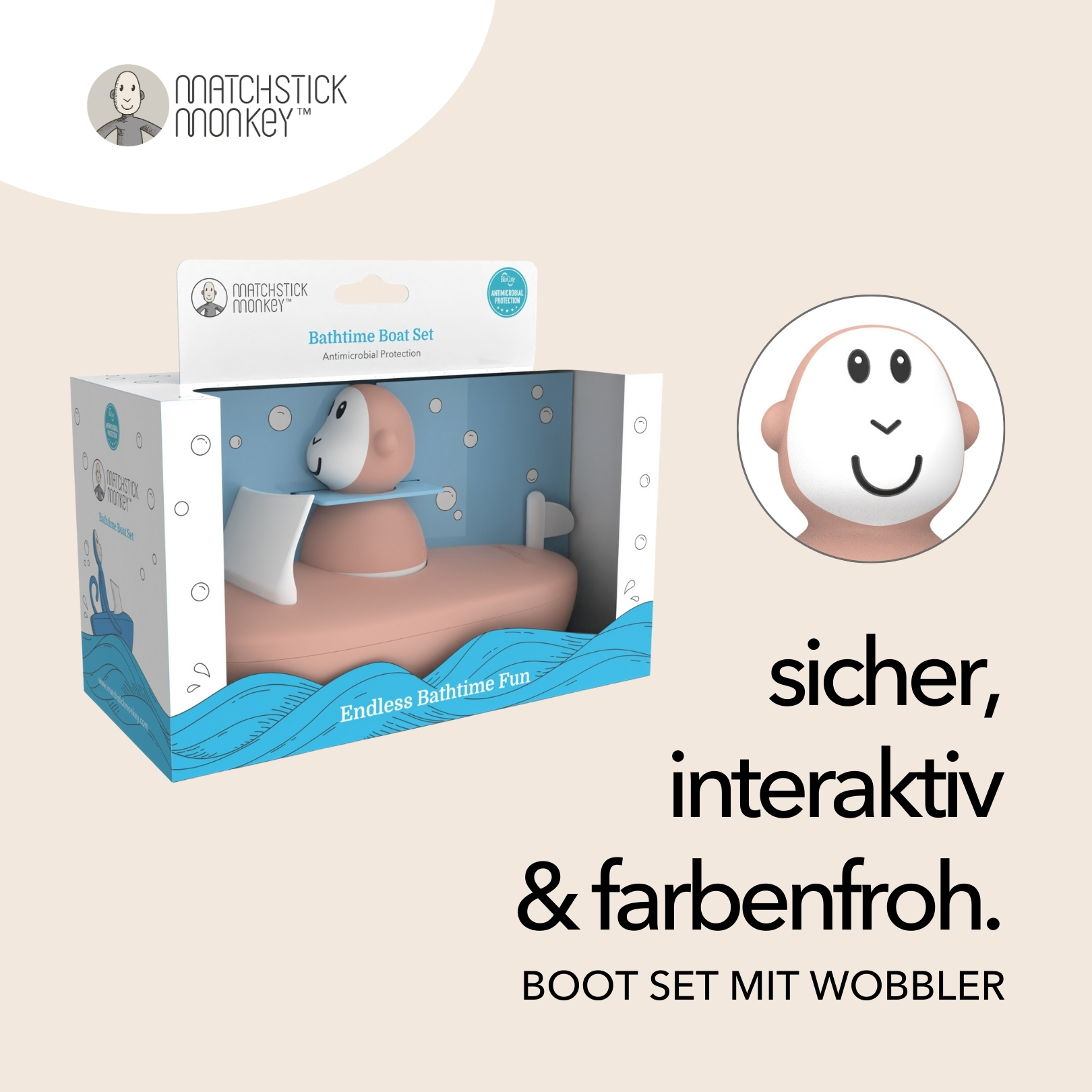 Ein Spielzeugboot-Set in einer Box mit deutschem Text.