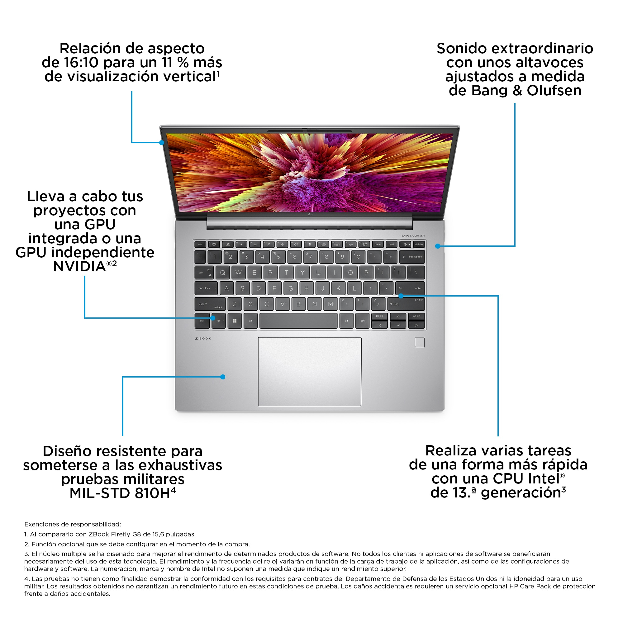 Laptop otwarty, ekran wyświetla grafikę i tekst. Srebrna klawiatura widoczna.