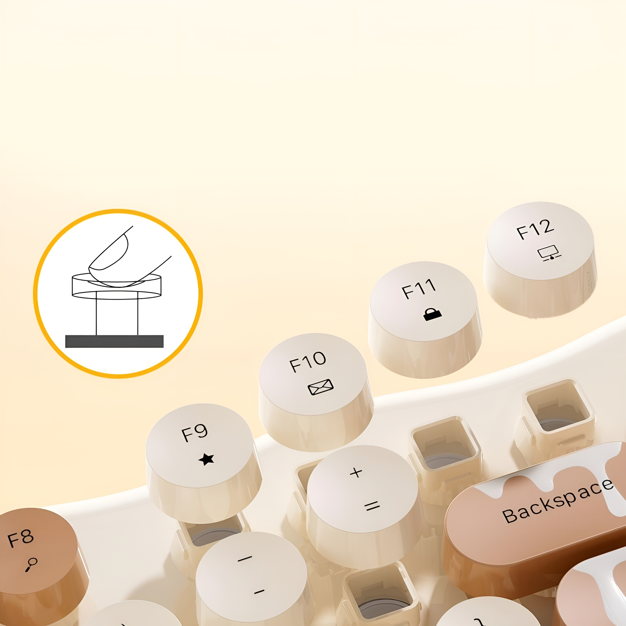 Nahaufnahme von Tastaturtasten. Einige Tasten sind mit Symbolen und Text sichtbar.
