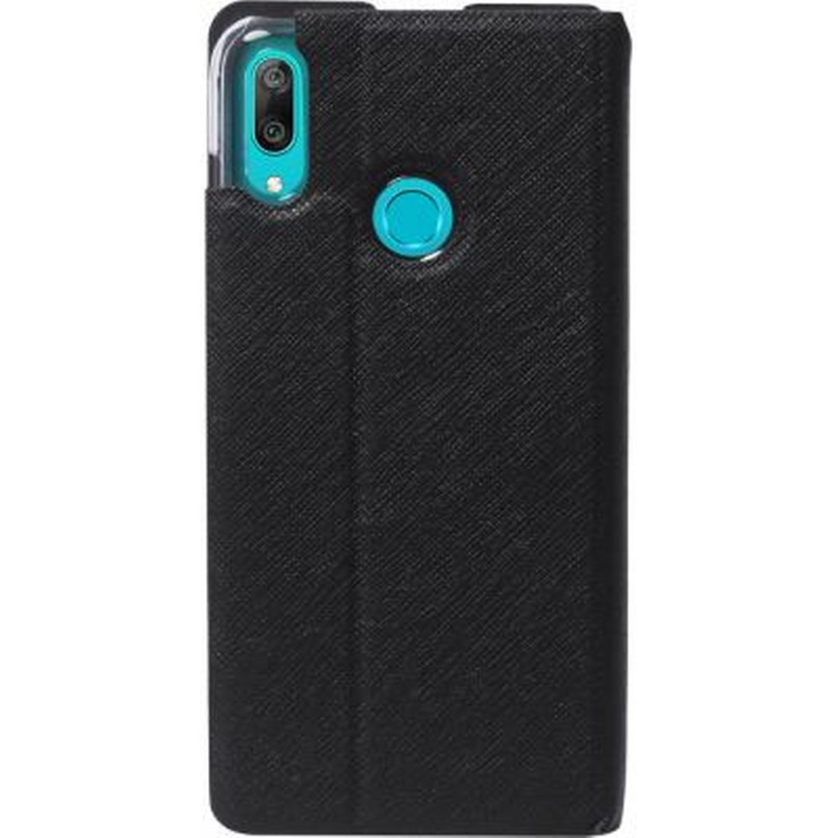 Schwarze Handyhülle mit strukturiertem Muster, Telefon und blauer Kameraring sichtbar.