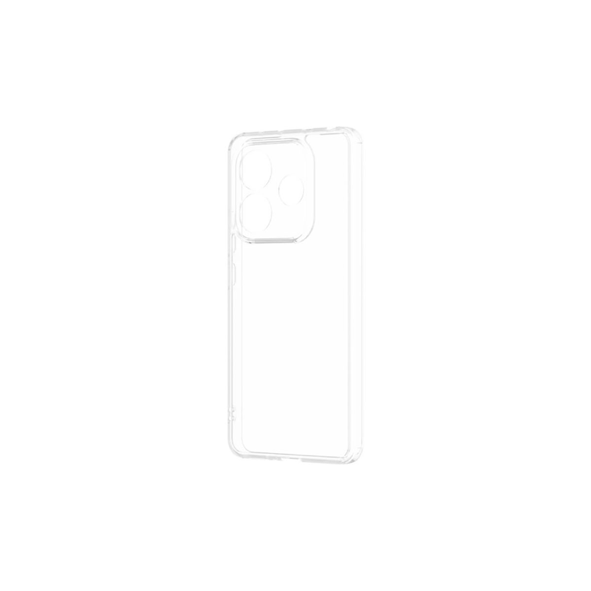 Una custodia per telefono trasparente e trasparente, con ritagli per la fotocamera del telefono e altre funzioni.
