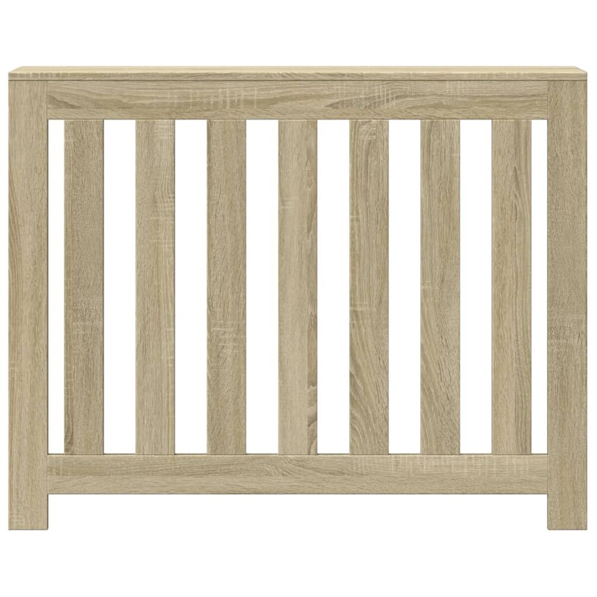 Holz-Babybettseite. Vertikale Sprossen und Rahmen, isoliert auf weißem Hintergrund.