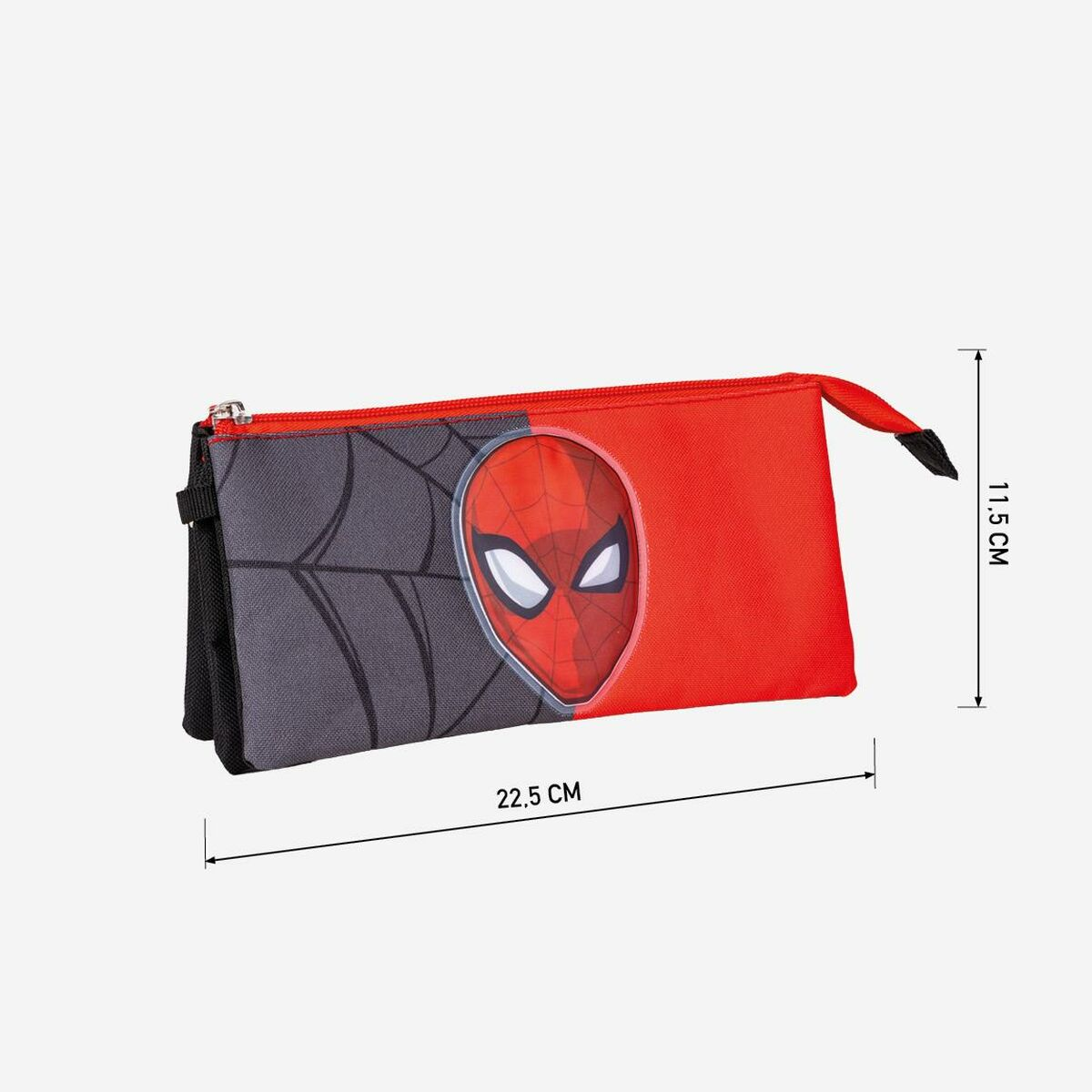 Estuche de Spiderman, rojo y negro. Dimensiones: 22,5 x 11,5 cm.