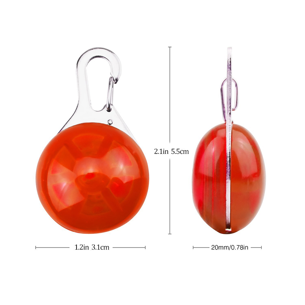 Rote Hundemarke mit silbernem Clip, Seiten- und Vorderansicht mit Größenangaben.