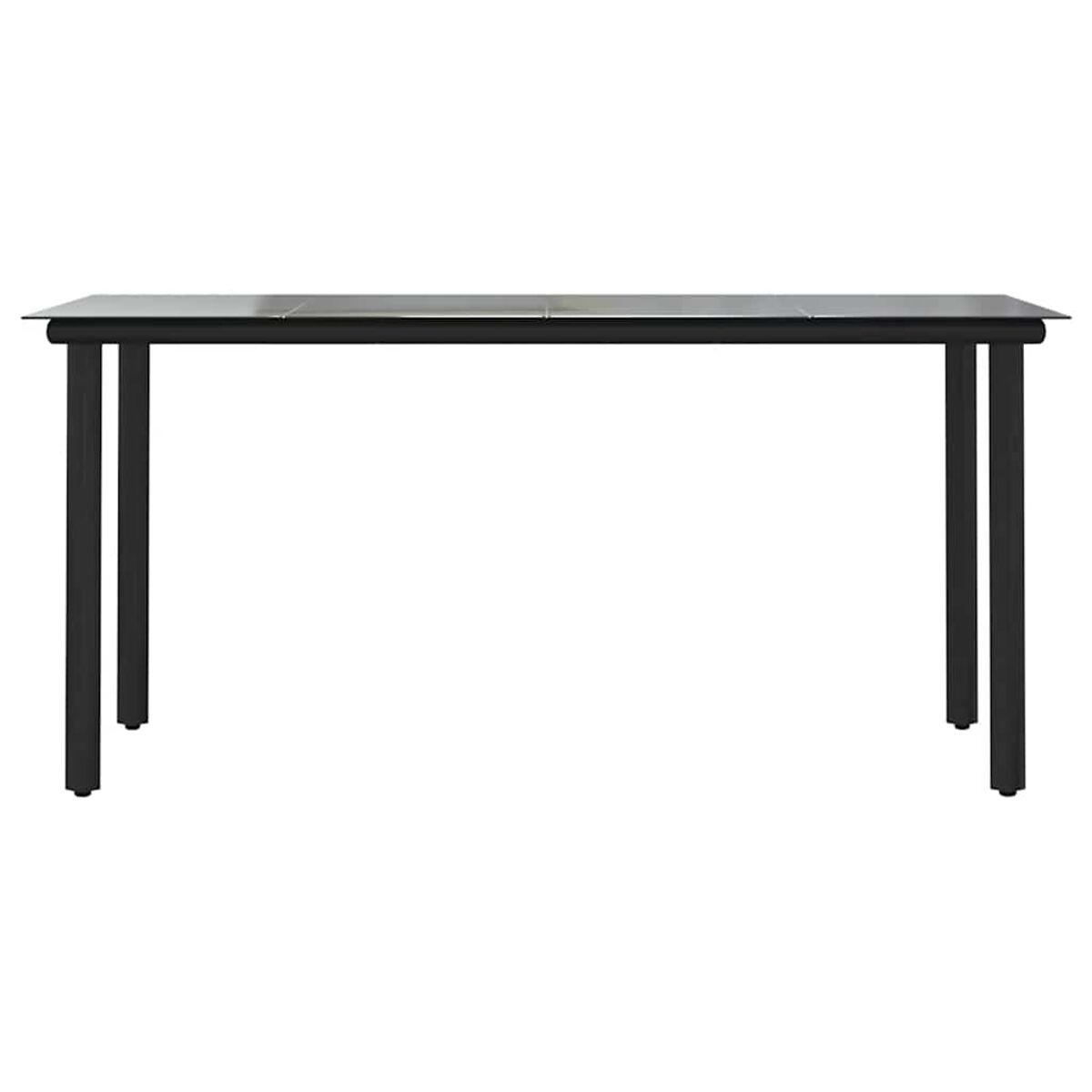 Tavolo nero con piano rettangolare e quattro gambe, isolato su sfondo bianco.