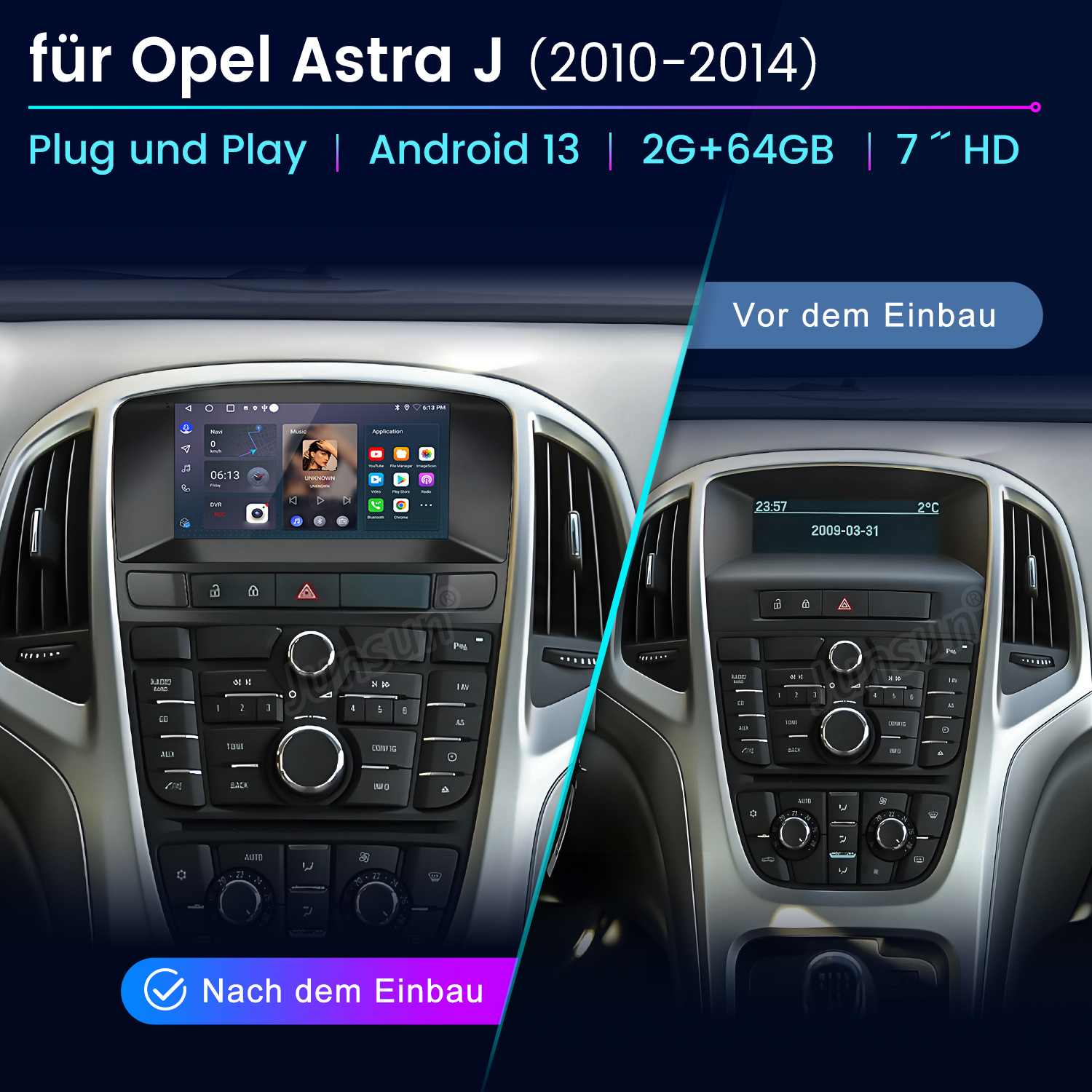 SXCAR - 6G 128G - Android 14 IPS Car Radio For Opel Vauxhall Astra J Buick Excelle XT GT (2006-2016) - Wireless CarPlay/Android Car - Camera MIC - 9.7'' 2 Din