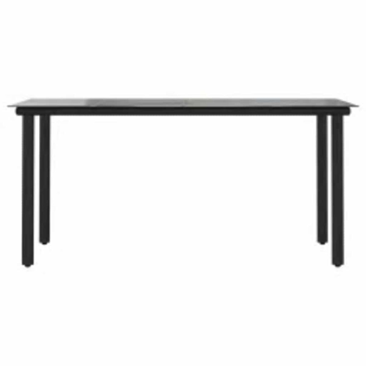 Tavolo nero con gambe nere su sfondo bianco, semplice e pulito.