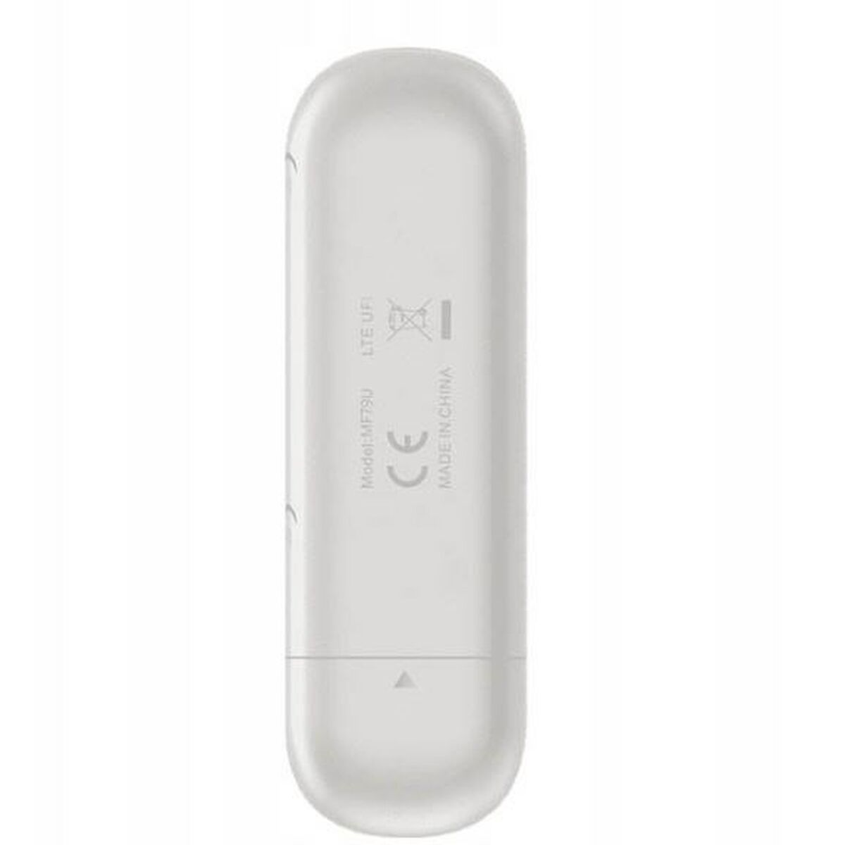 Biały modem USB. To małe, prostokątne urządzenie z nazwą marki i numerem modelu.