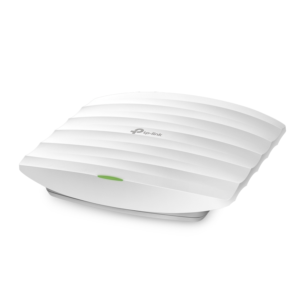 Weißes TP-Link-Gerät, ein drahtloser Zugangspunkt, mit grünem Licht.