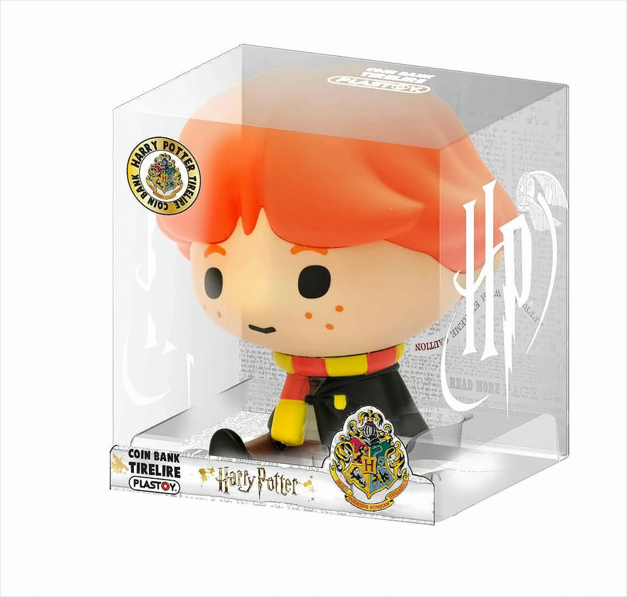 Harry Potter Münzbank-Figur in einer durchsichtigen Plastikbox.