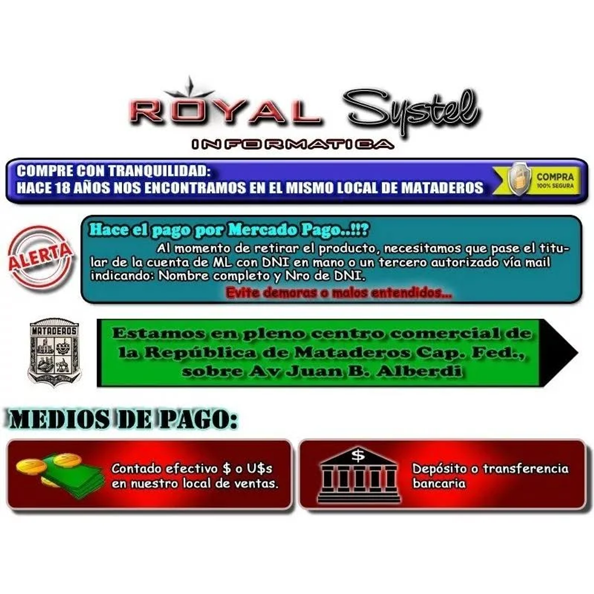 Reklama informacyjna z tekstem i logo. Schemat kolorów: czerwony, niebieski i biały, z ikoną banku.