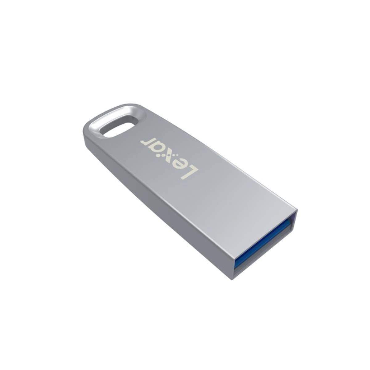 Una chiavetta USB Lexar argentata, forma rettangolare, con un'asola per l'attacco.