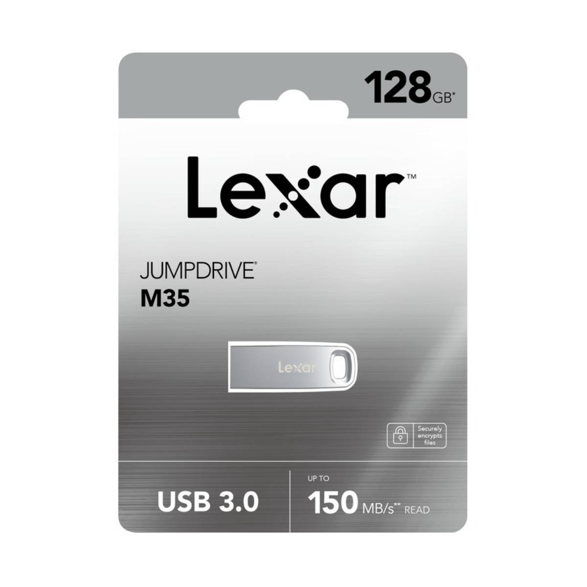 Confezione dell'unità flash USB 3.0 Lexar, che mostra l'unità e le sue specifiche.