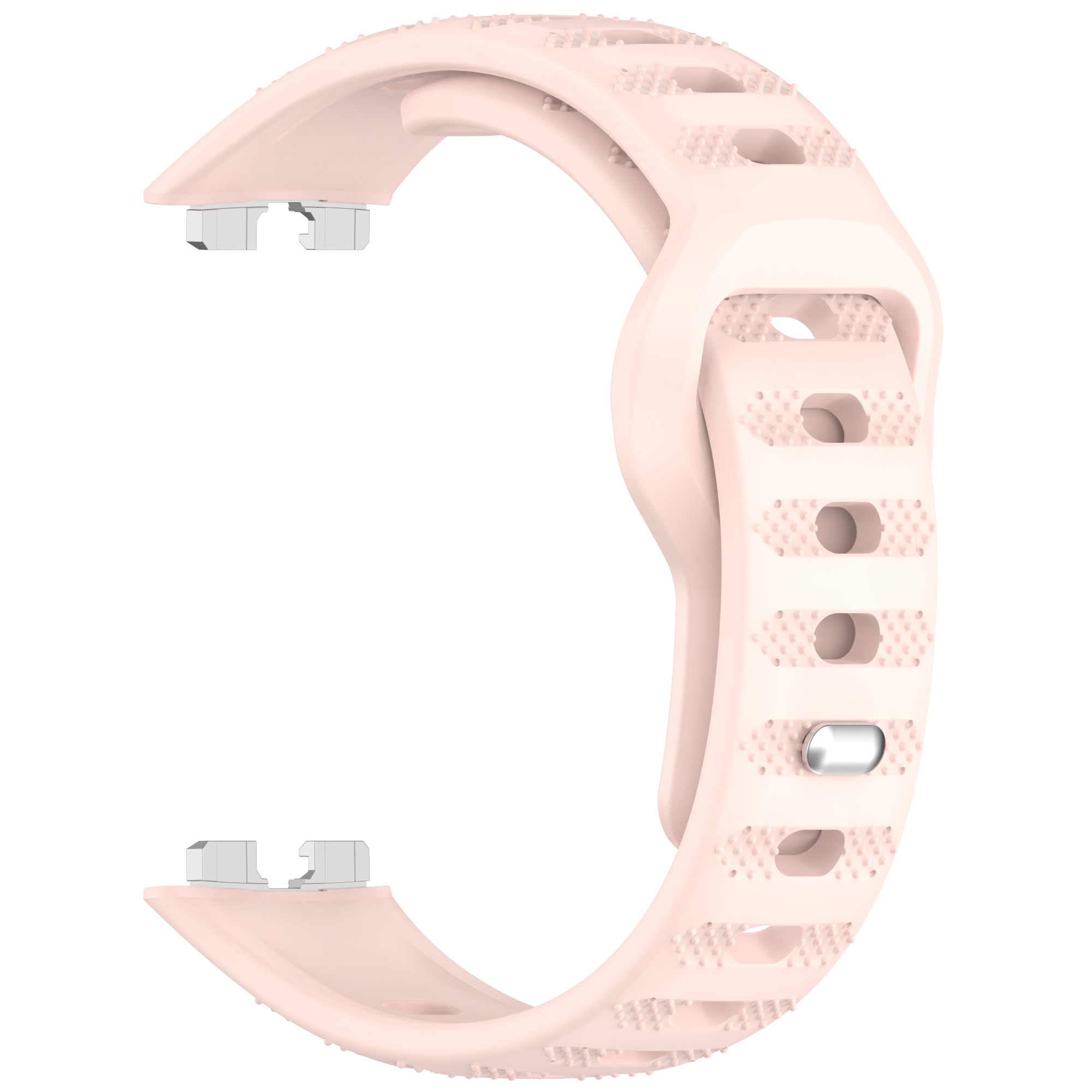 Rosa Uhrenarmband, ein Armband für eine Smartwatch. Mit strukturierten Details und Metallanschlüssen.
