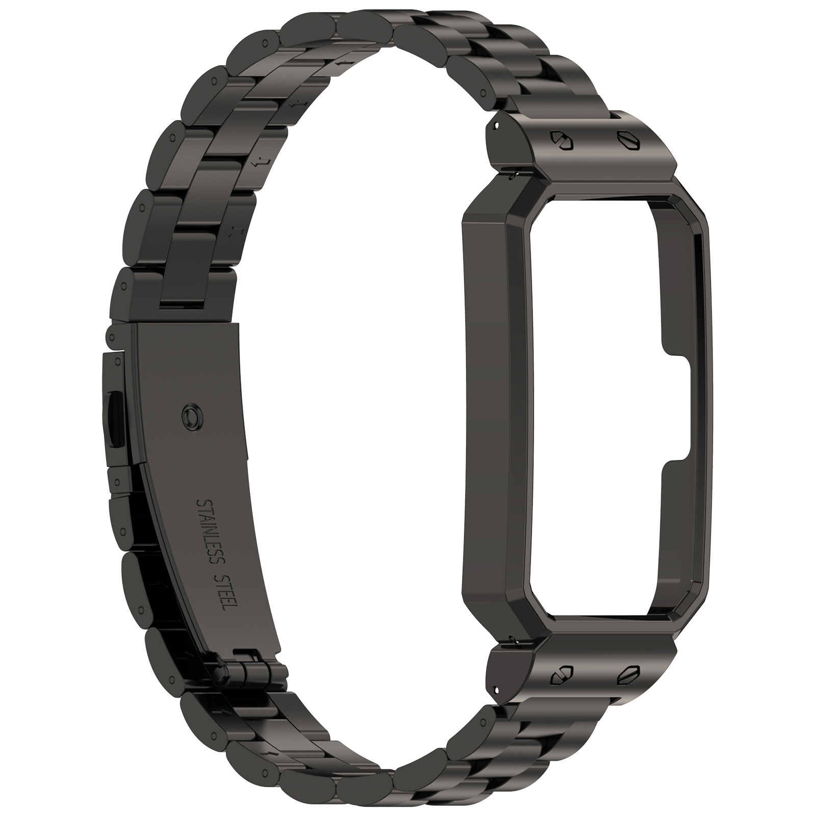 Schwarzes Edelstahl-Armband, Glieder-Stil.