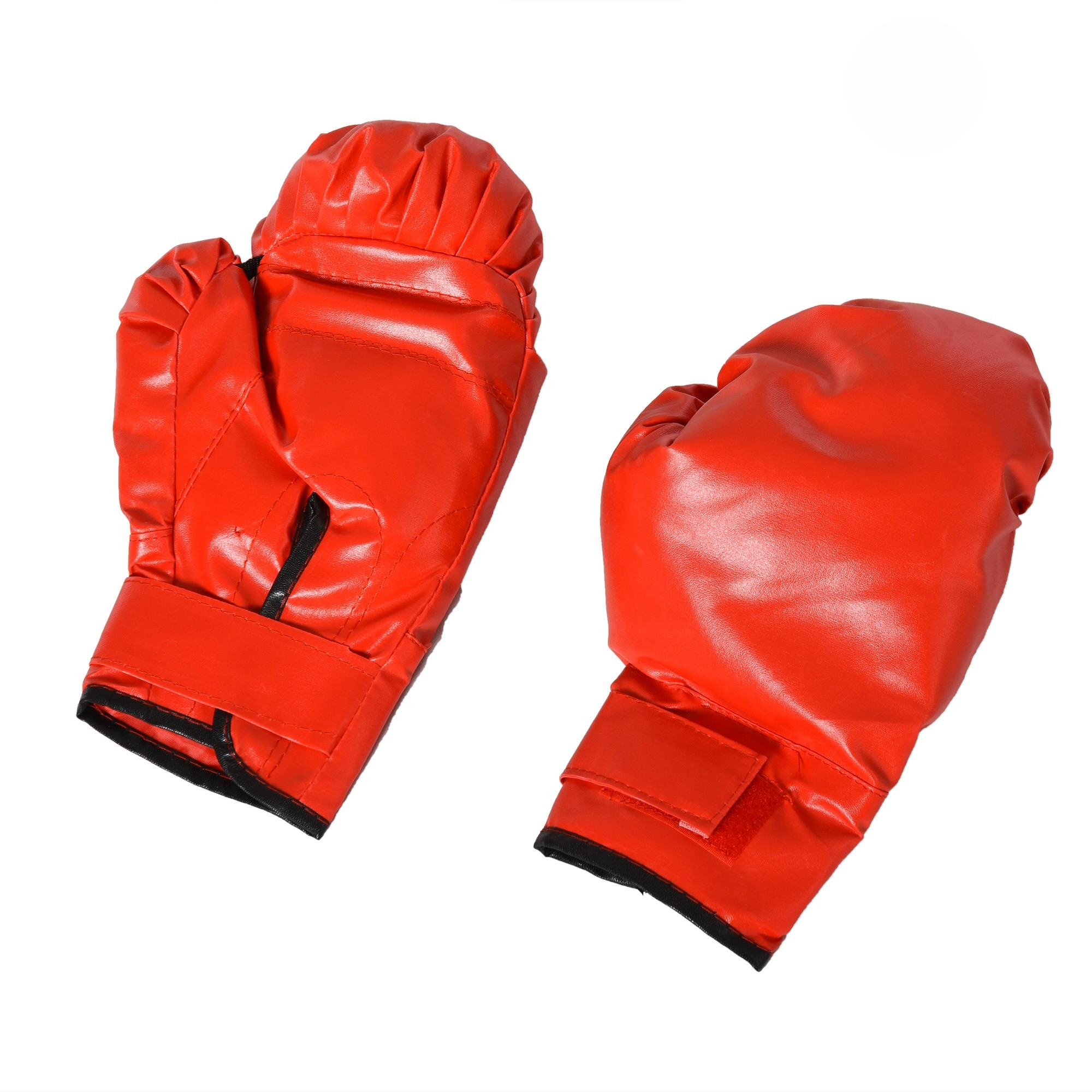 Paar rote Boxhandschuhe. Weißer Hintergrund.