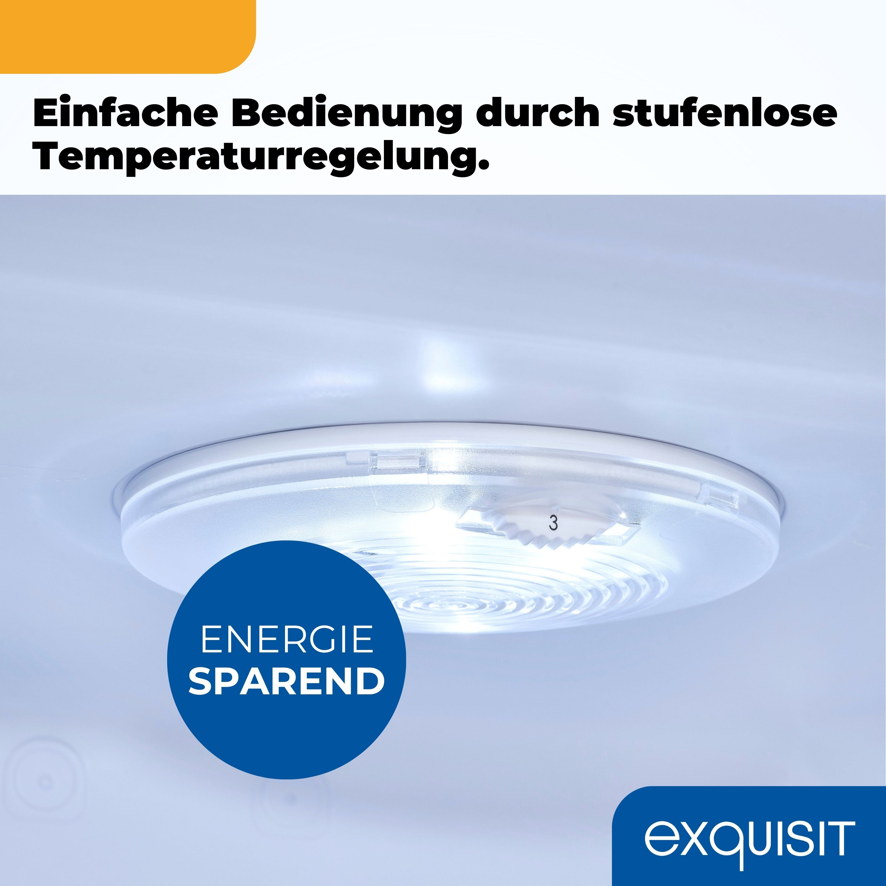 Weißer Kühlschrankinnenraum mit Temperaturregelung.
