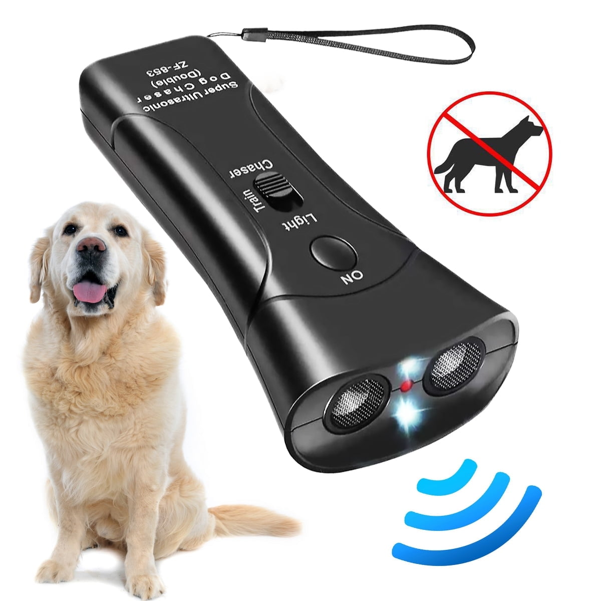 Ein Hund und ein schwarzer Hundeabwehr in dem Bild.