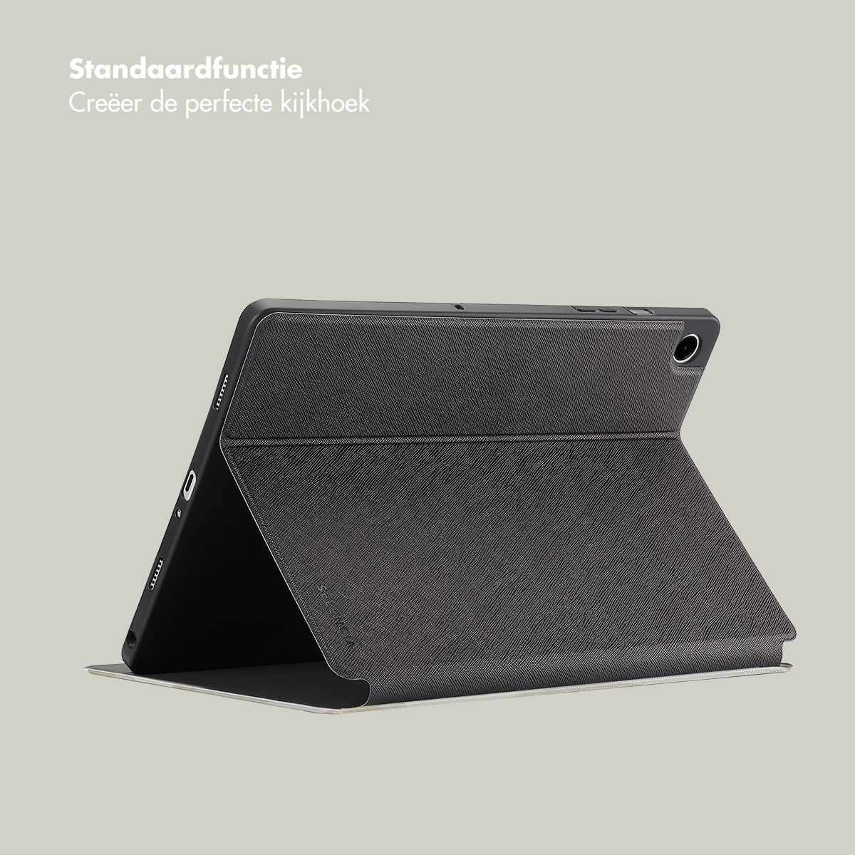 Tablette dans un étui, montrant l'écran en angle, pour une visualisation parfaite.