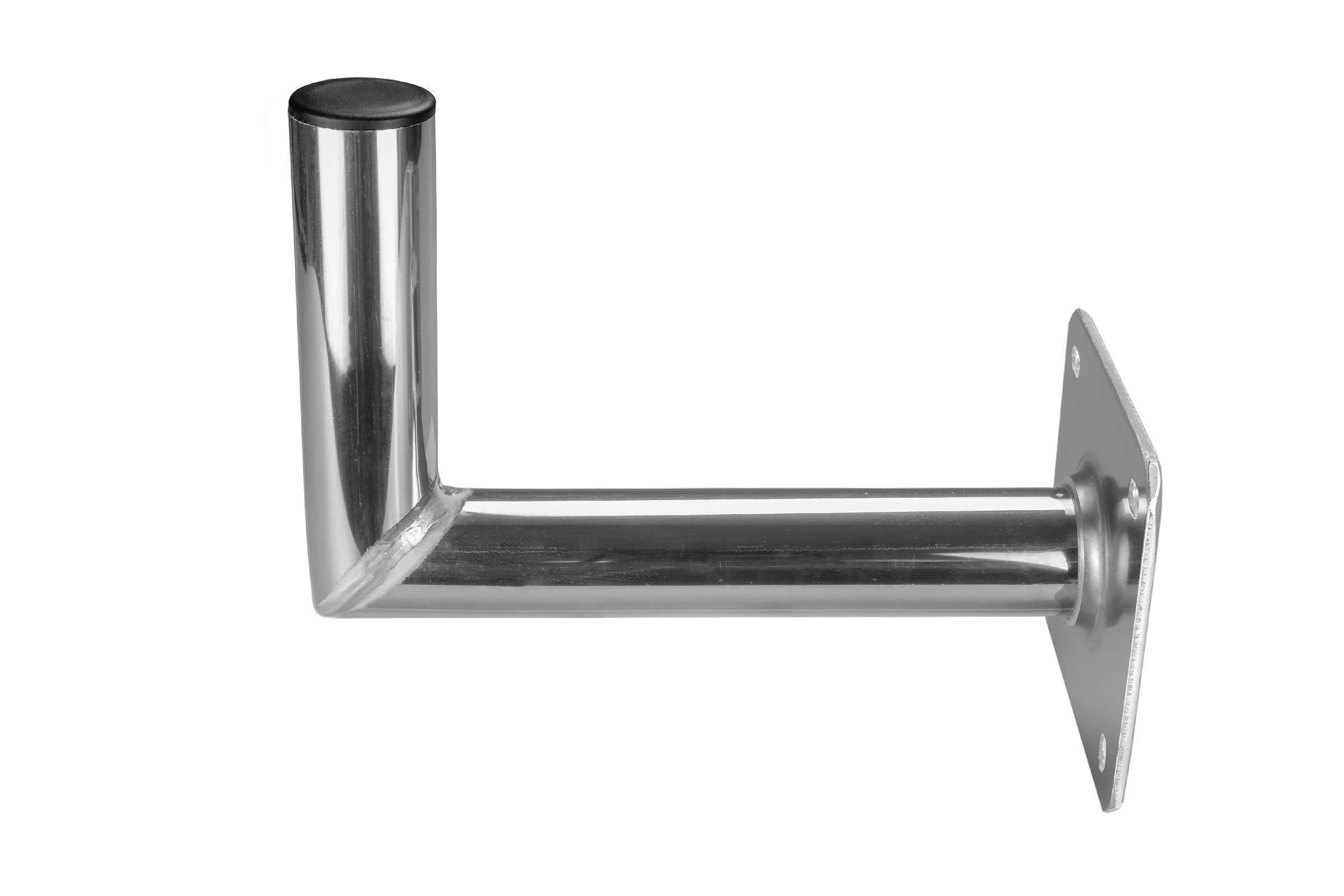 Metallwinkel, L-förmig mit quadratischer Basis und zylindrischer Oberseite.