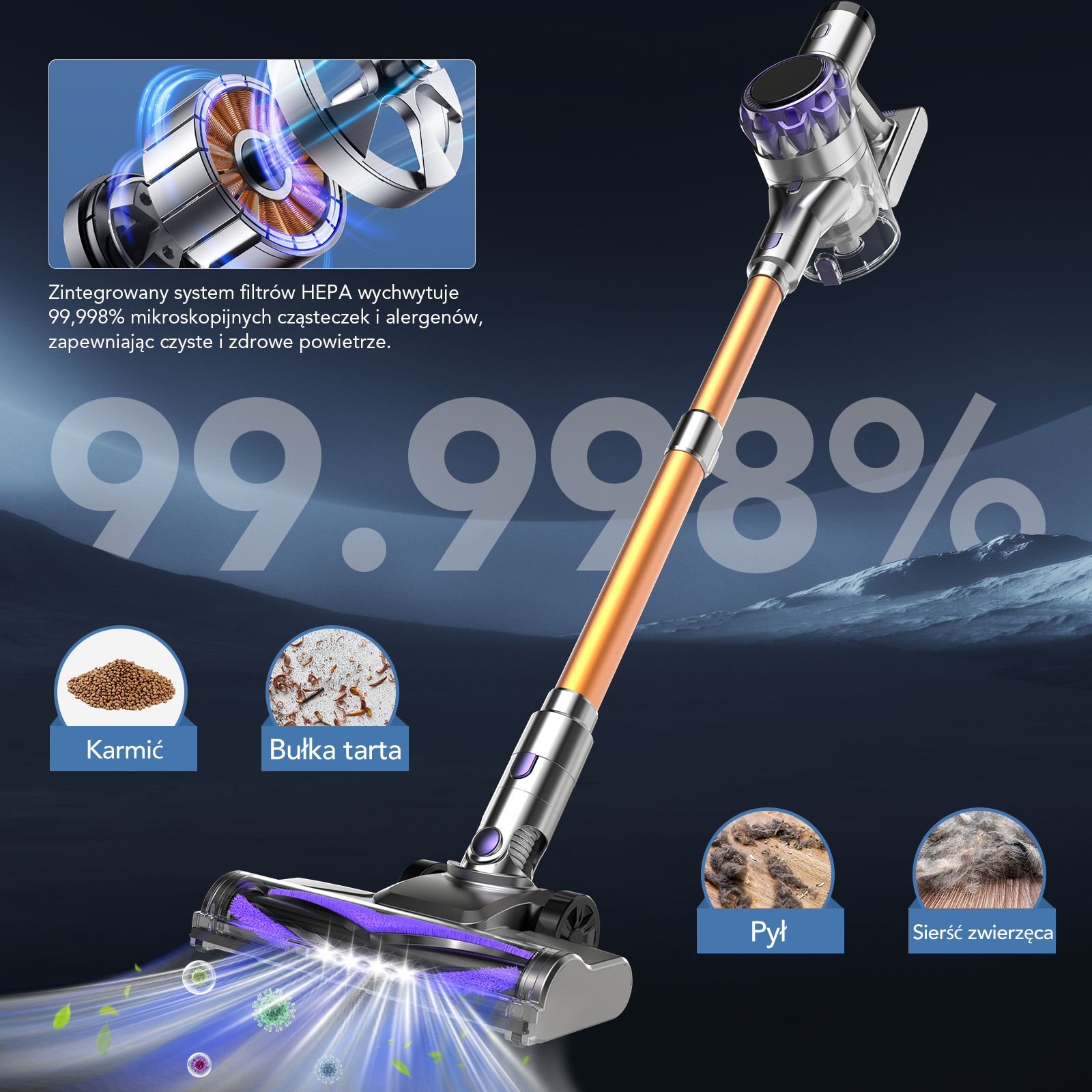 Odkurzacz bezprzewodowy YISORA S3P złoto | MediaMarkt