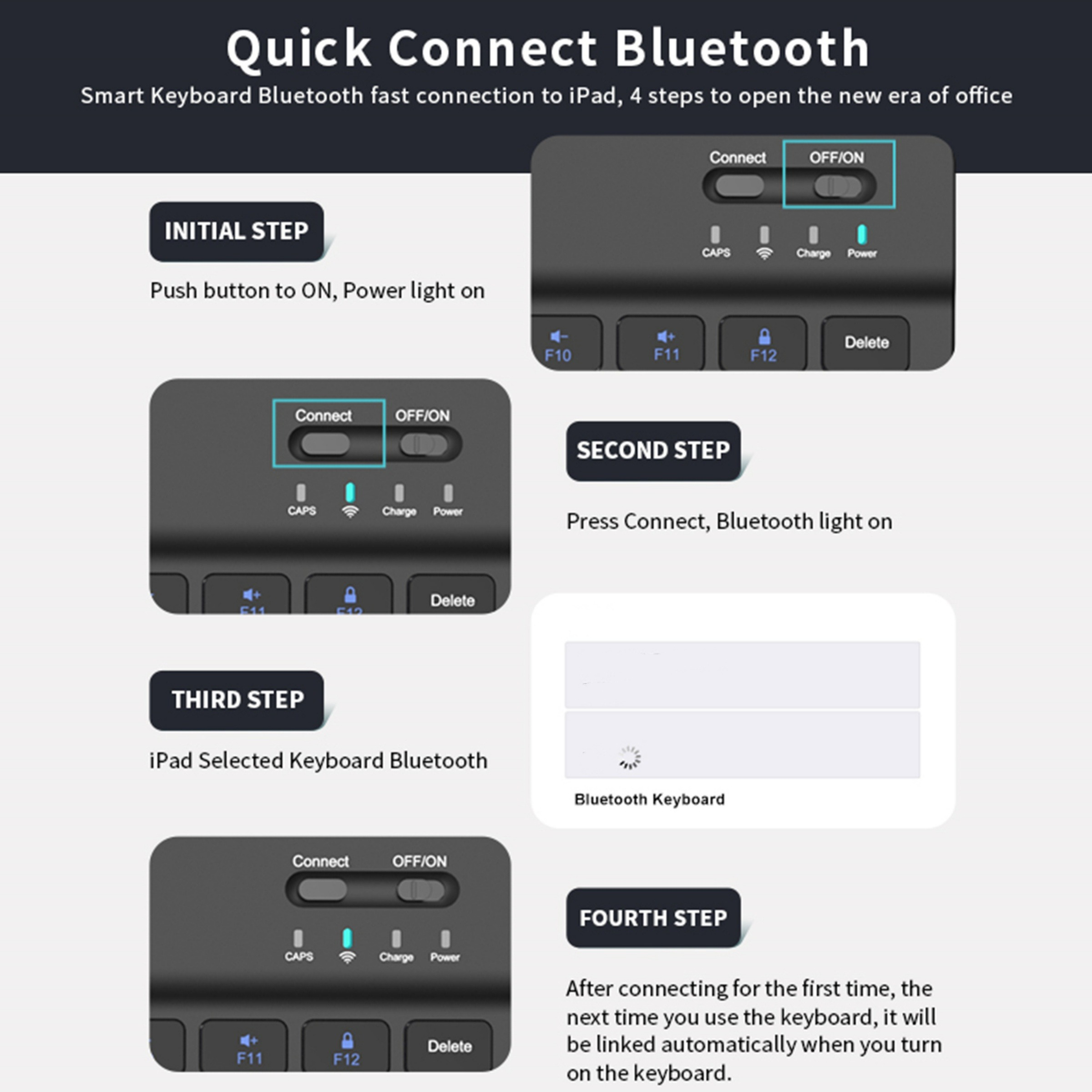 Schritte zum Verbinden einer Tastatur per Bluetooth.
