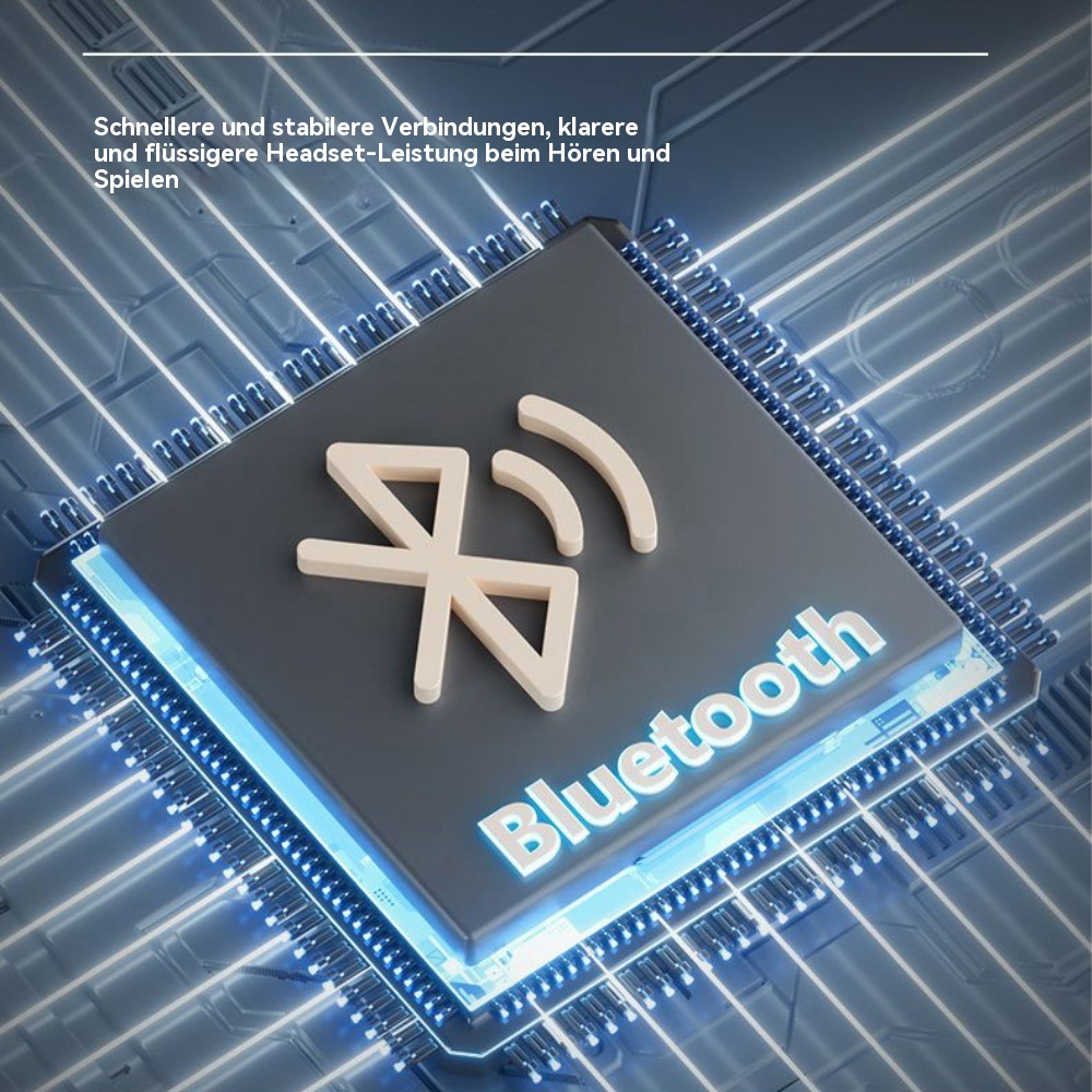 Nahaufnahme einer Leiterplatte mit dem Bluetooth-Symbol auf einem schwarzen Quadrat.