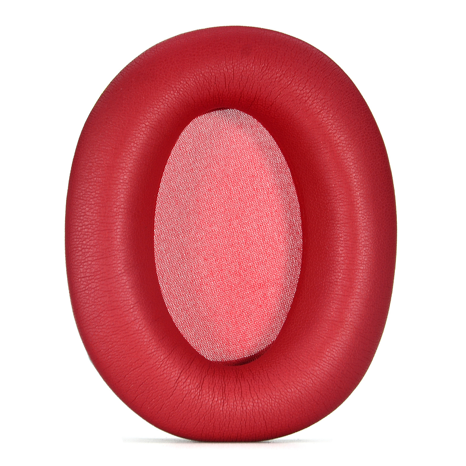 Cuscinetto rosso per cuffie, forma circolare.