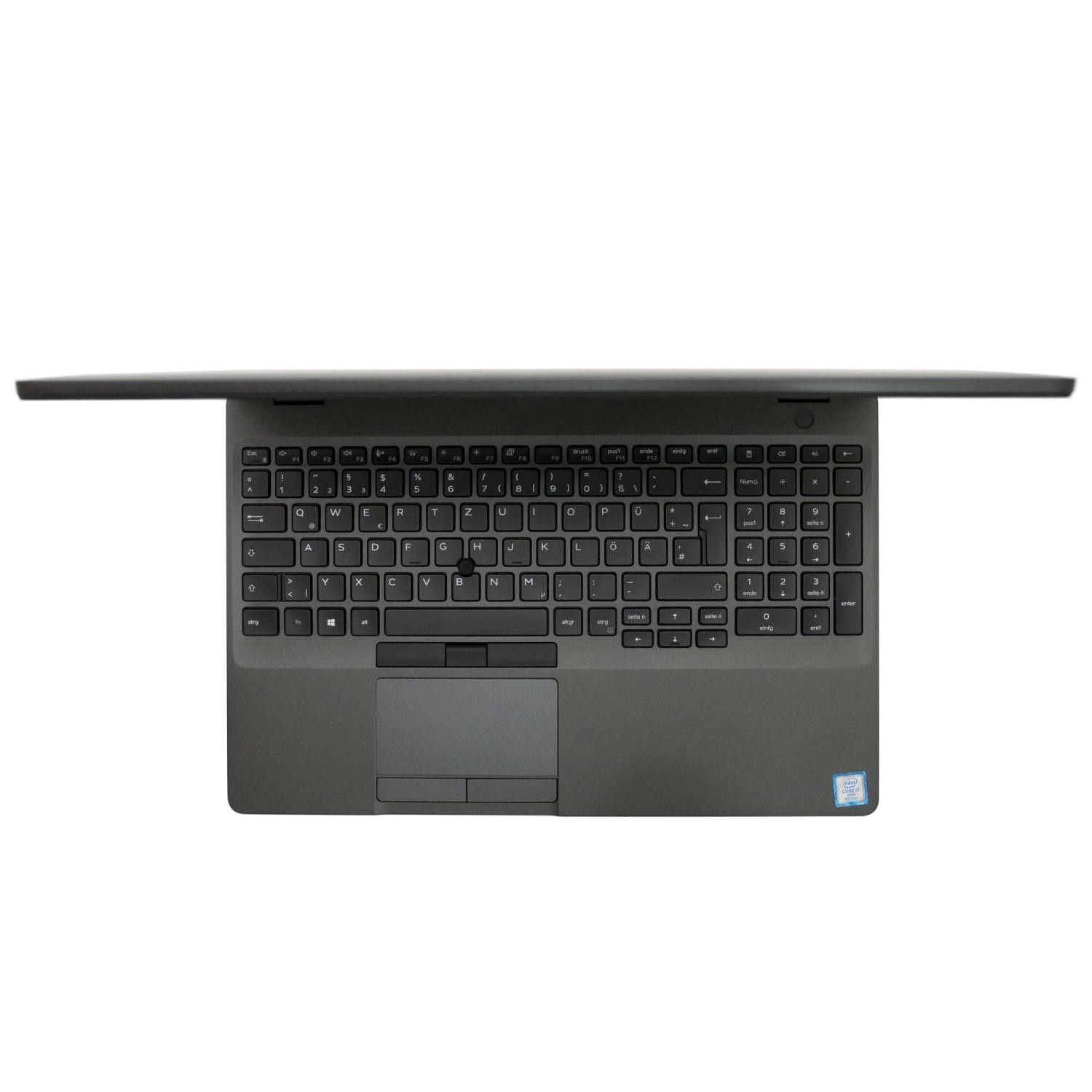 Ein Laptop mit geöffnetem Bildschirm, von oben betrachtet, auf weißem Hintergrund.