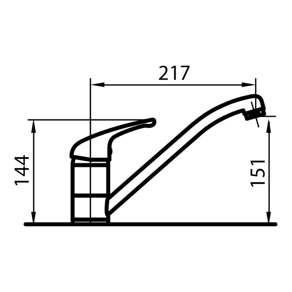 Disegno al tratto di un rubinetto con dimensioni espresse in millimetri.