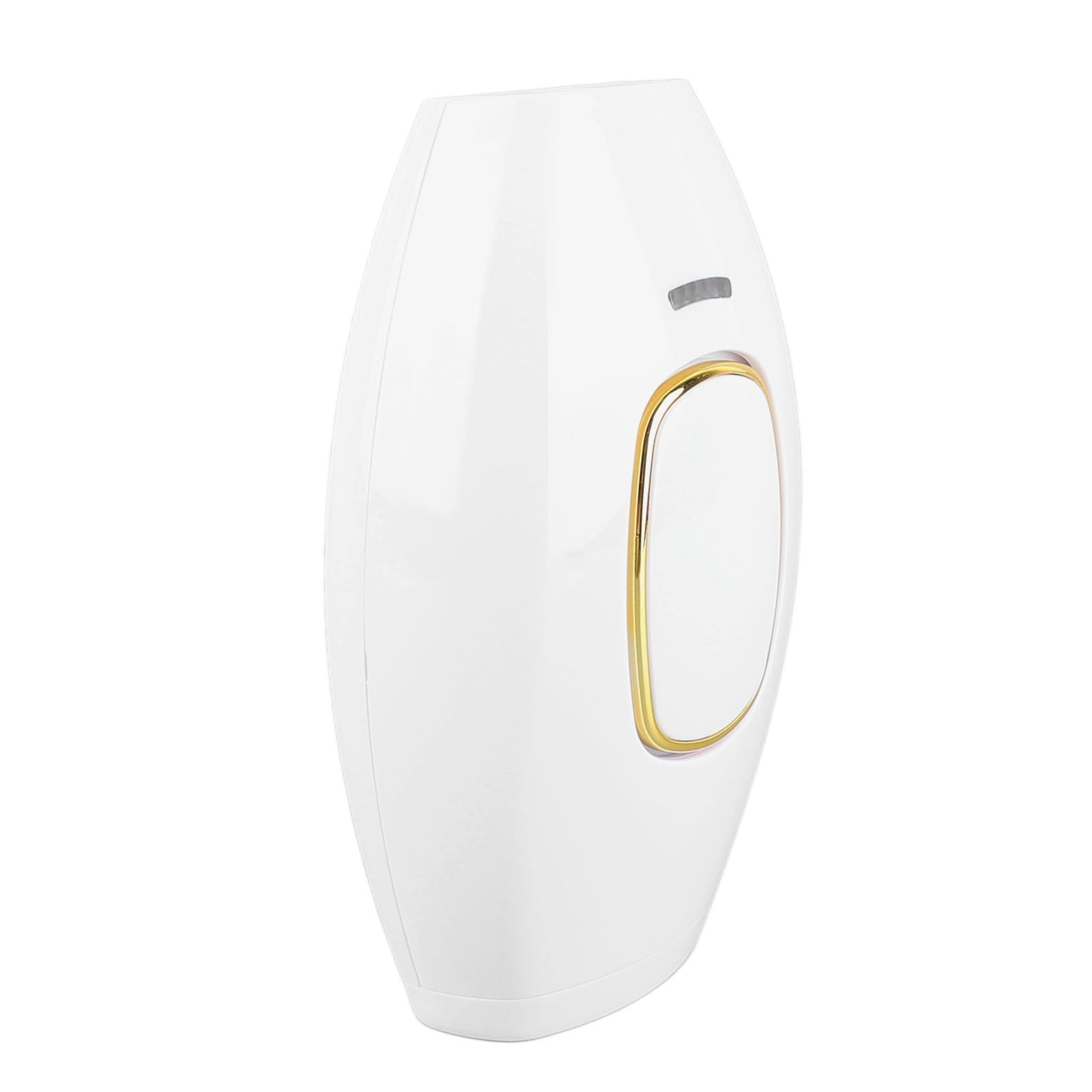 Weißer Epilierer mit goldenem Akzent an der Seite. Er hat einen oval geformten Kopf.