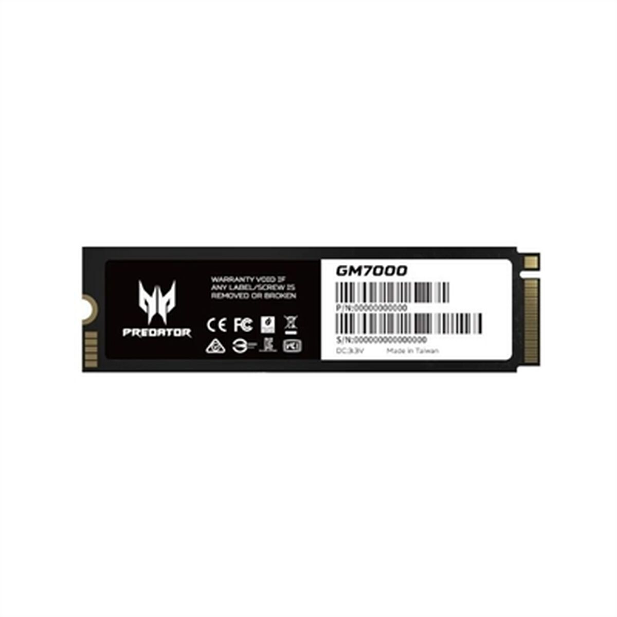 Predator GM7000 SSD. Czarny SSD z logo i tekstem Predator. Izolowany na białym tle.