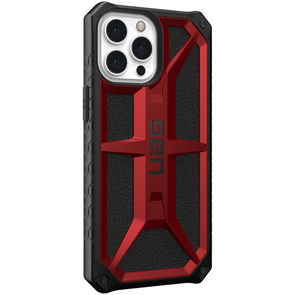 Schützende Handyhülle mit robustem Design, roter Akzent und UAG-Logo.