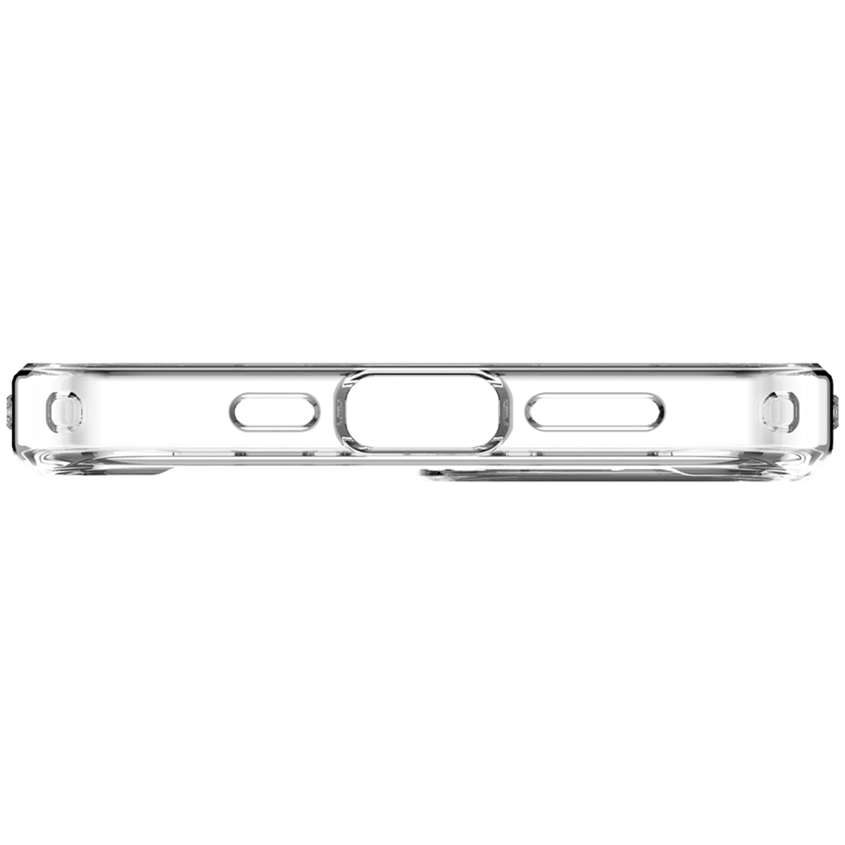 Przezroczyste etui na telefon z wycięciami na porty i przyciski.